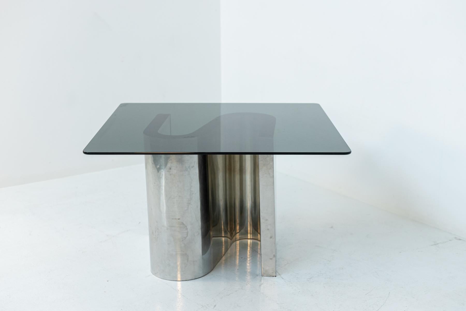 Italian Dining Table Space Age in Steel and Glass 4