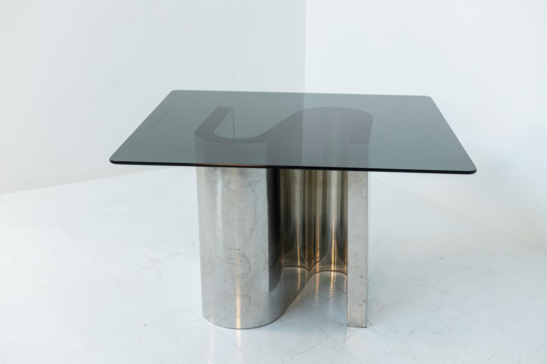 Italian Dining Table Space Age in Steel and Glass 6