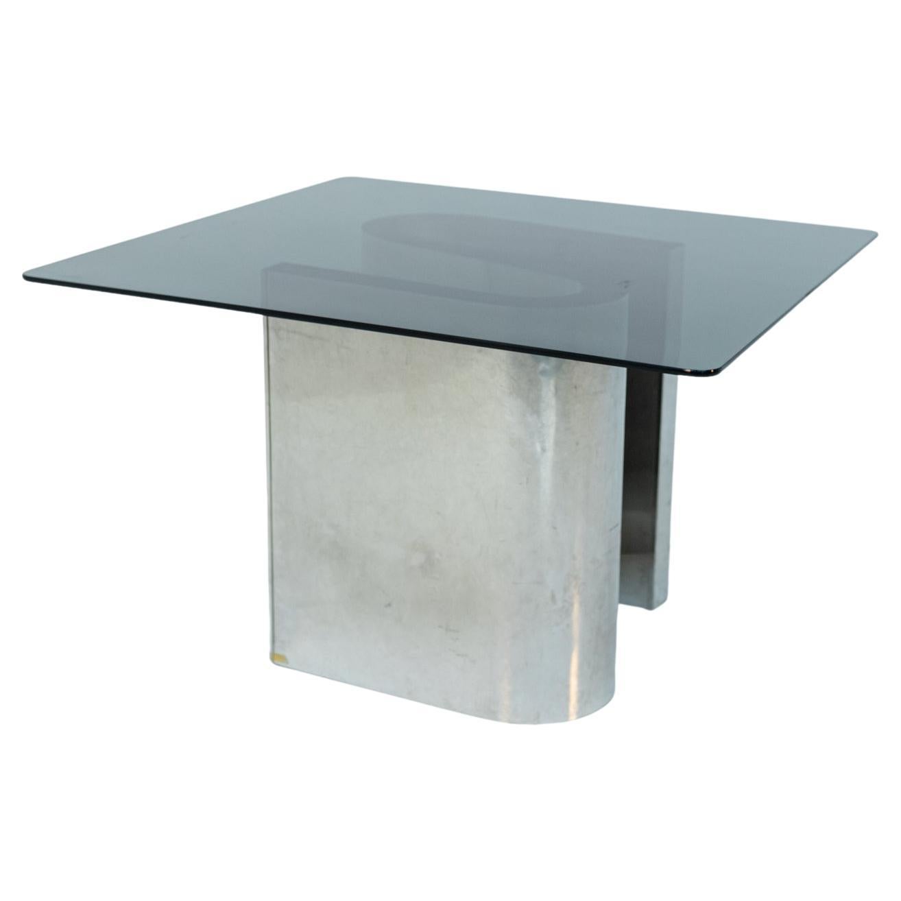 Italian Dining Table Space Age in Steel and Glass
