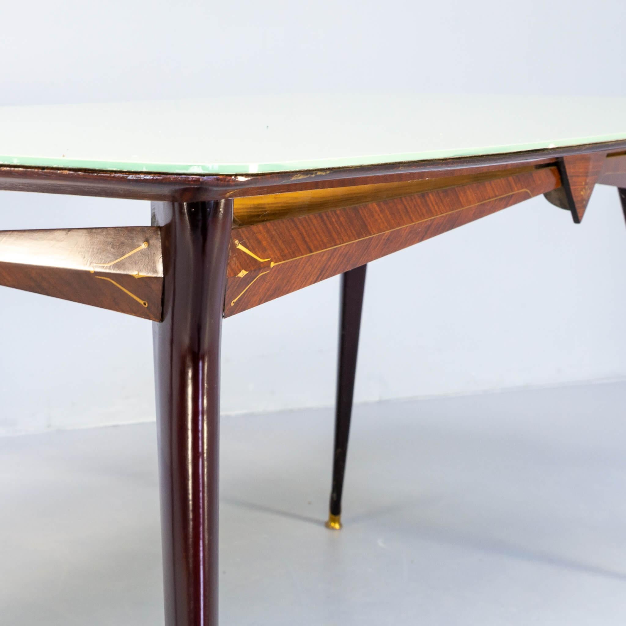 Italian Dining Table with Colored Glass Table Top Attr Gio Ponti 2