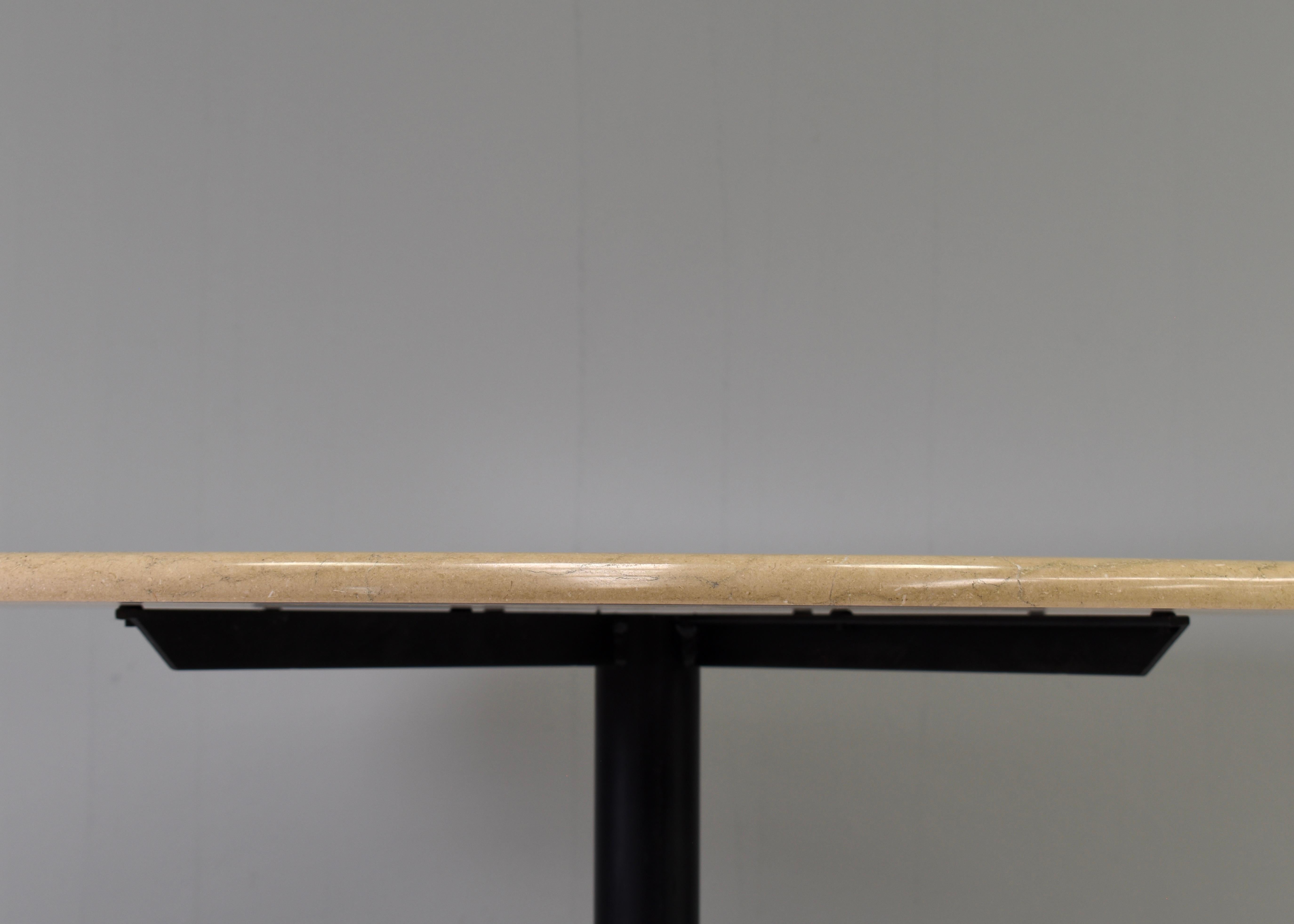 Italian dining table with marble top and brass details – Italy, circa 1950 2