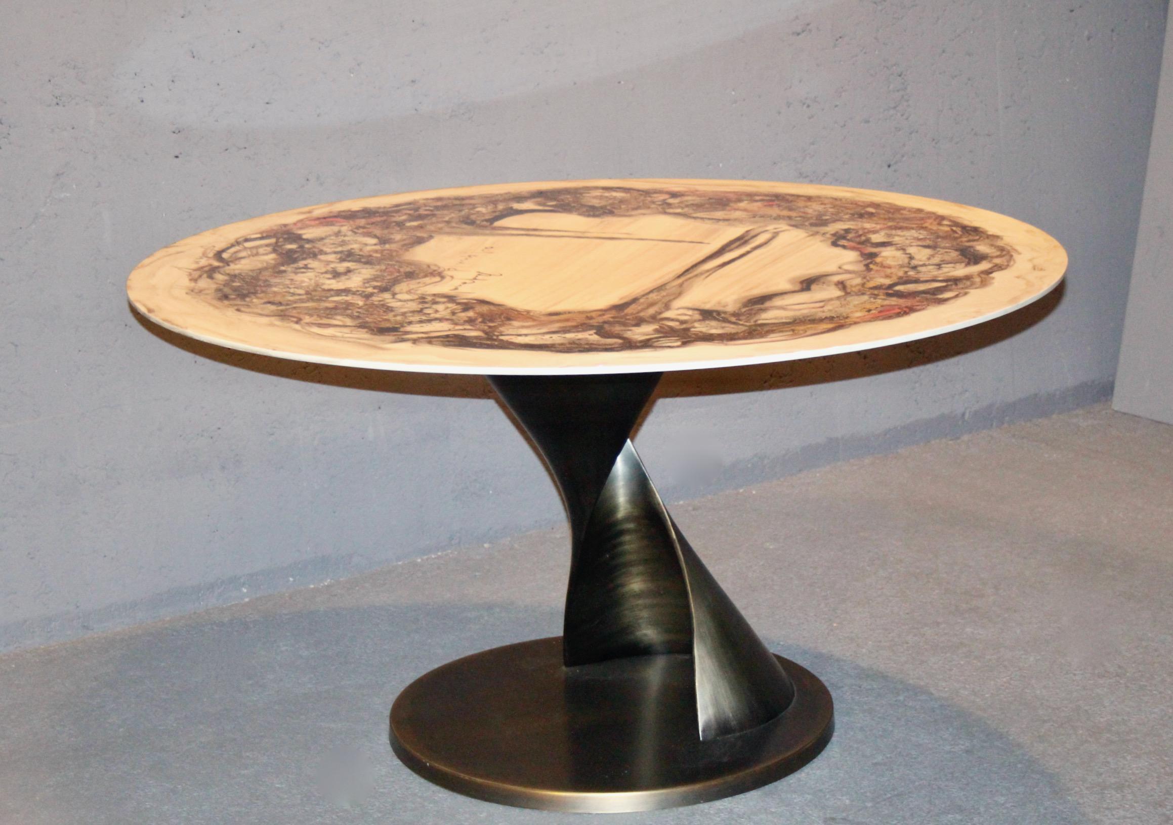 Table ronde italienne en métal et résine 