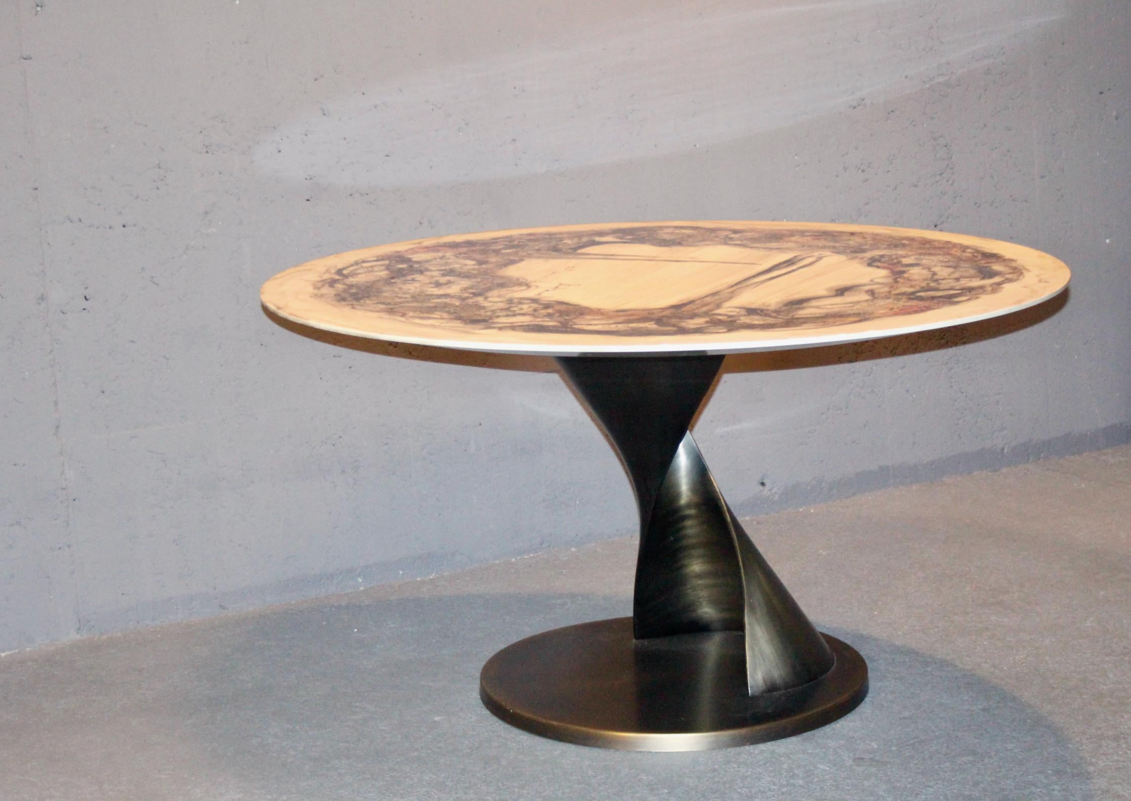 Table de salle à manger italienne en métal et résine Bon état - En vente à grand Lancy, CH