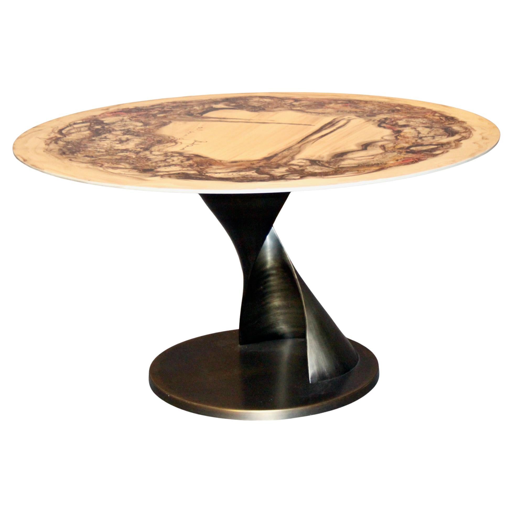 Table de salle à manger italienne en métal et résine en vente