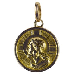 Italian Dio Ti Protegga God Protect You 18 Karat Yellow Gold Charm Pendant