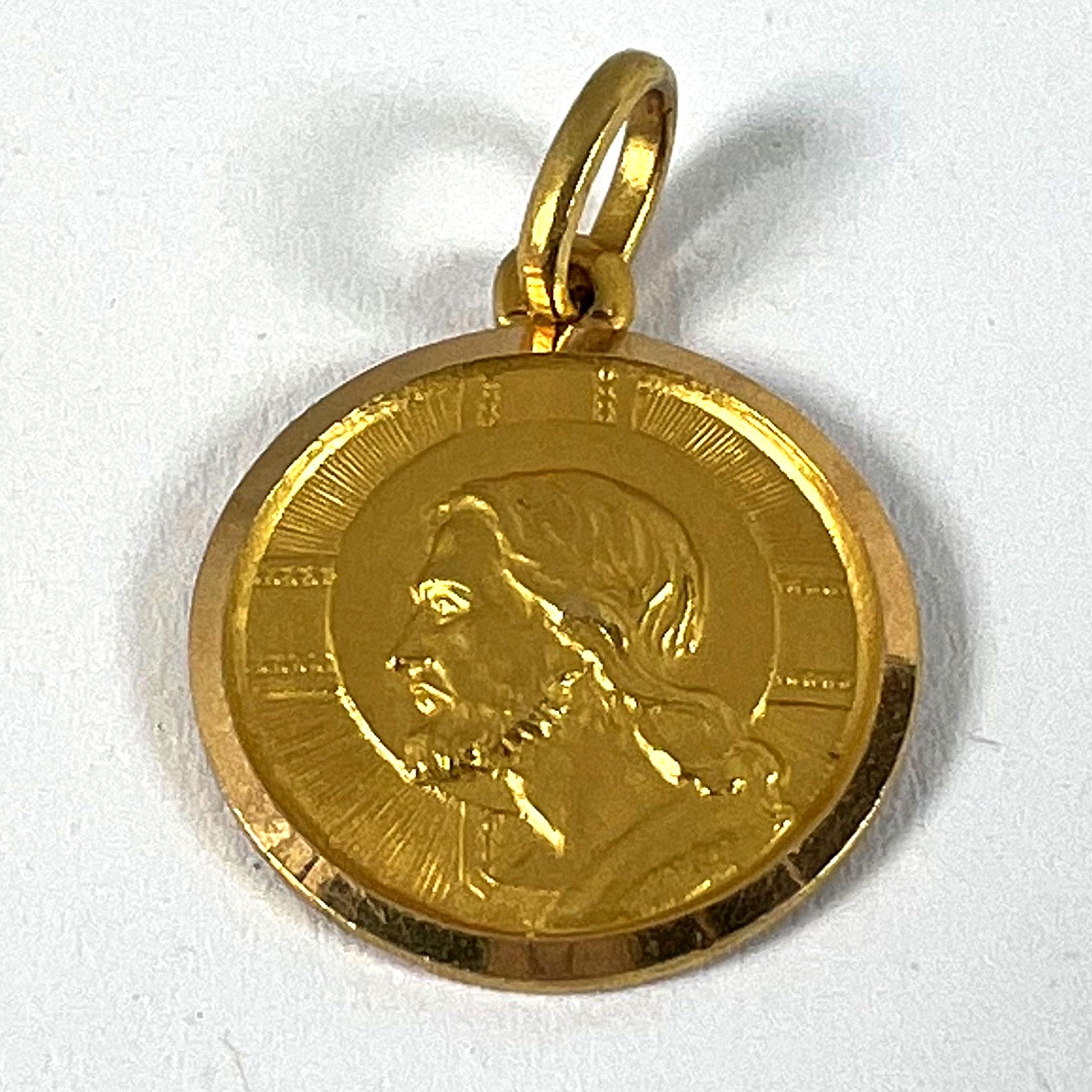 Ciondolo Charm in oro giallo 18 carati con Dio Ti Protegga in vendita 8