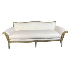 Italian Directoire Green and Gilt Painted Parcel-Gilt Sofa