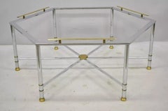 Italian Directoire Maison Jansen Style Steel and Brass Hexagonal Coffee Table