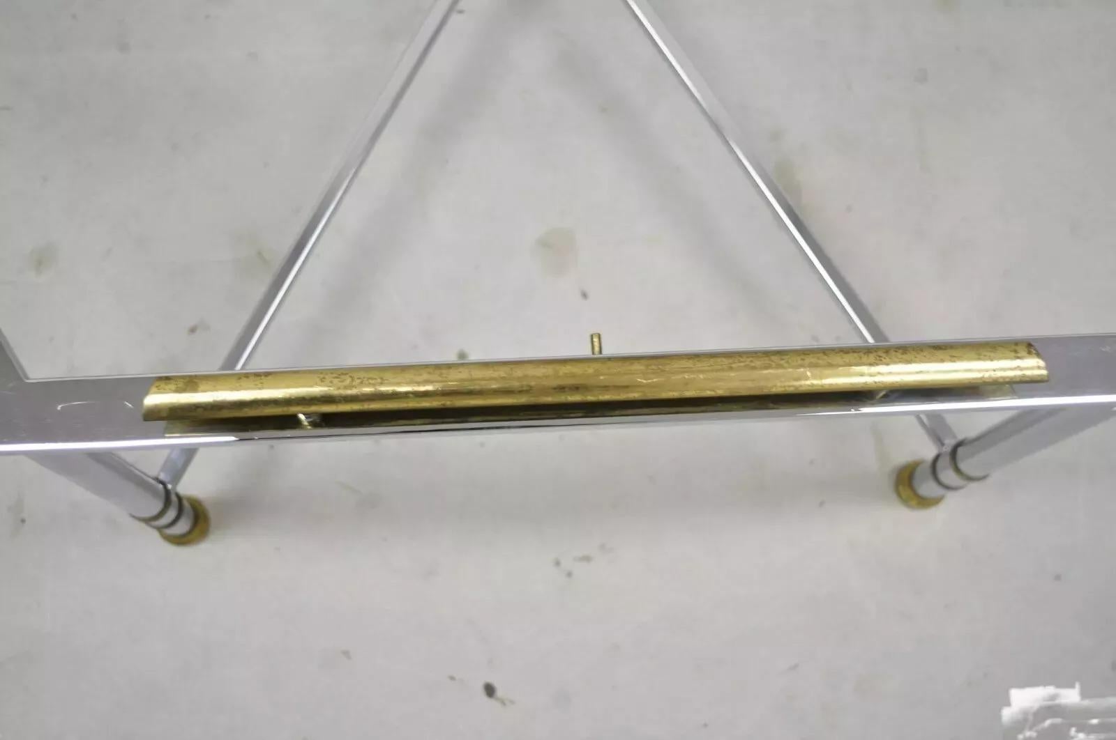 Ottone Tavolino esagonale in acciaio e ottone in stile Maison Jansen del Direttorio italiano in vendita