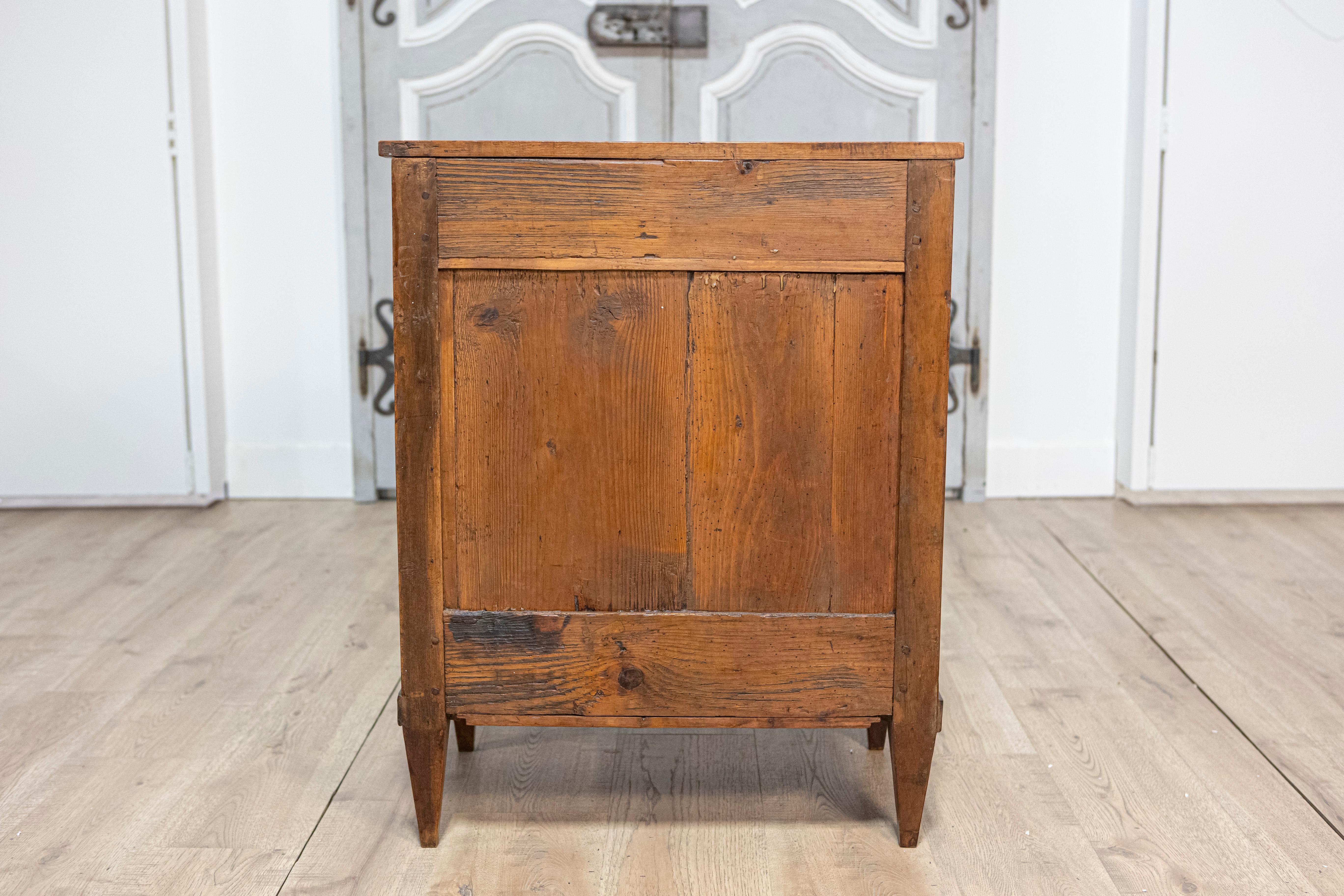 Italian Directoire Period Late 18th Century Three Drawer Walnut Bedside Chest For Sale 5