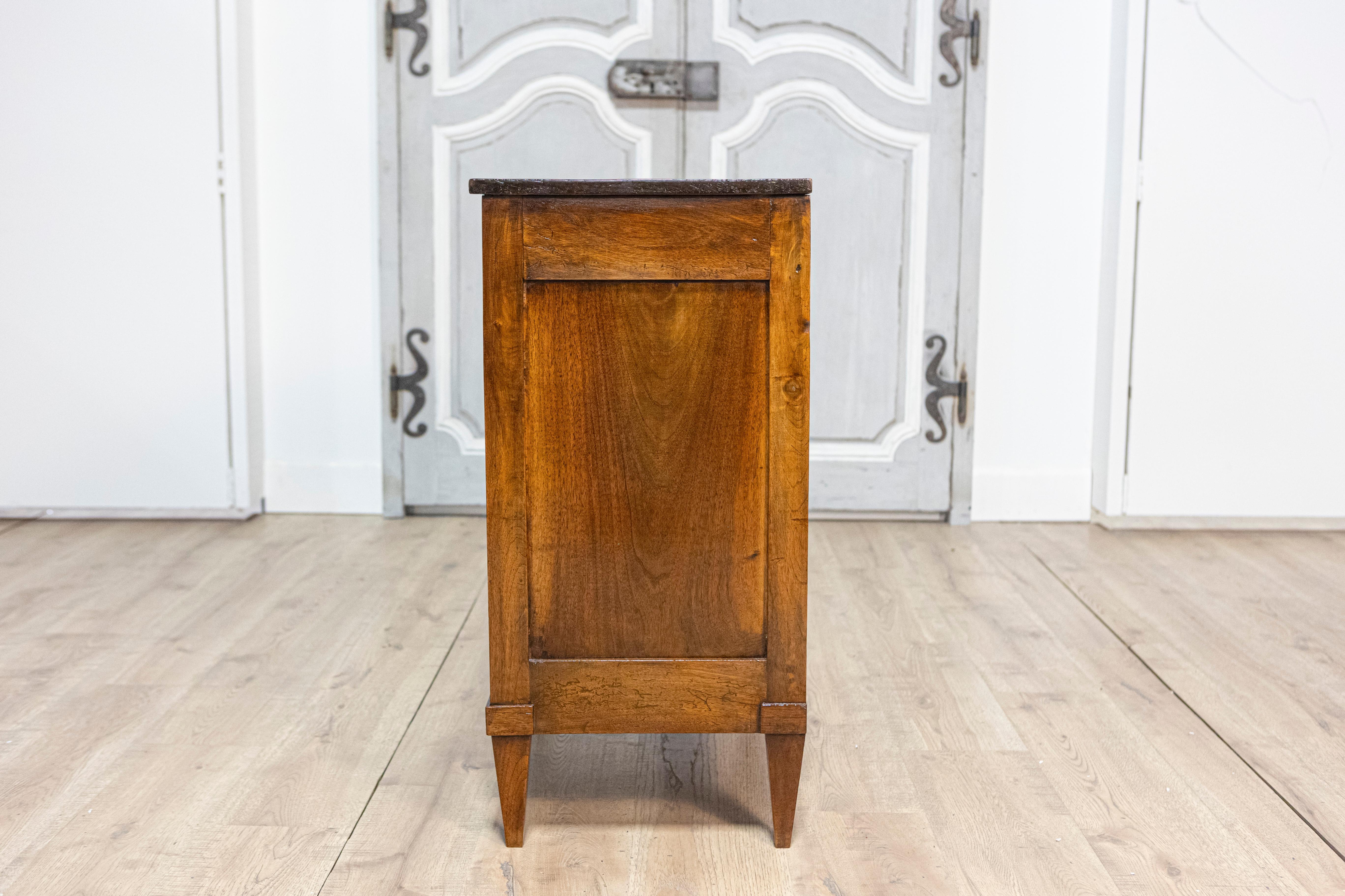 Italian Directoire Period Late 18th Century Three Drawer Walnut Bedside Chest For Sale 4