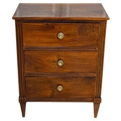 Italian Directoire Period Late 18th Century Three Drawer Walnut Bedside Chest