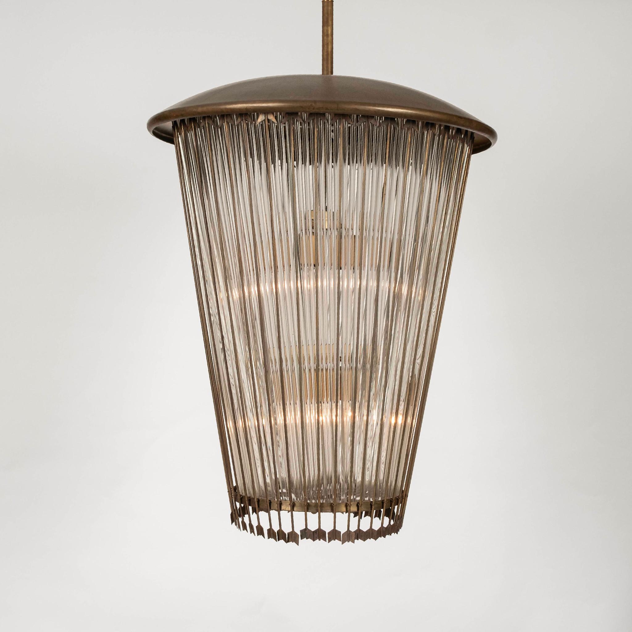 Italienische Messingglaslaterne im Directoire-Revival-Stil von Venini (Neoklassisches Revival) im Angebot