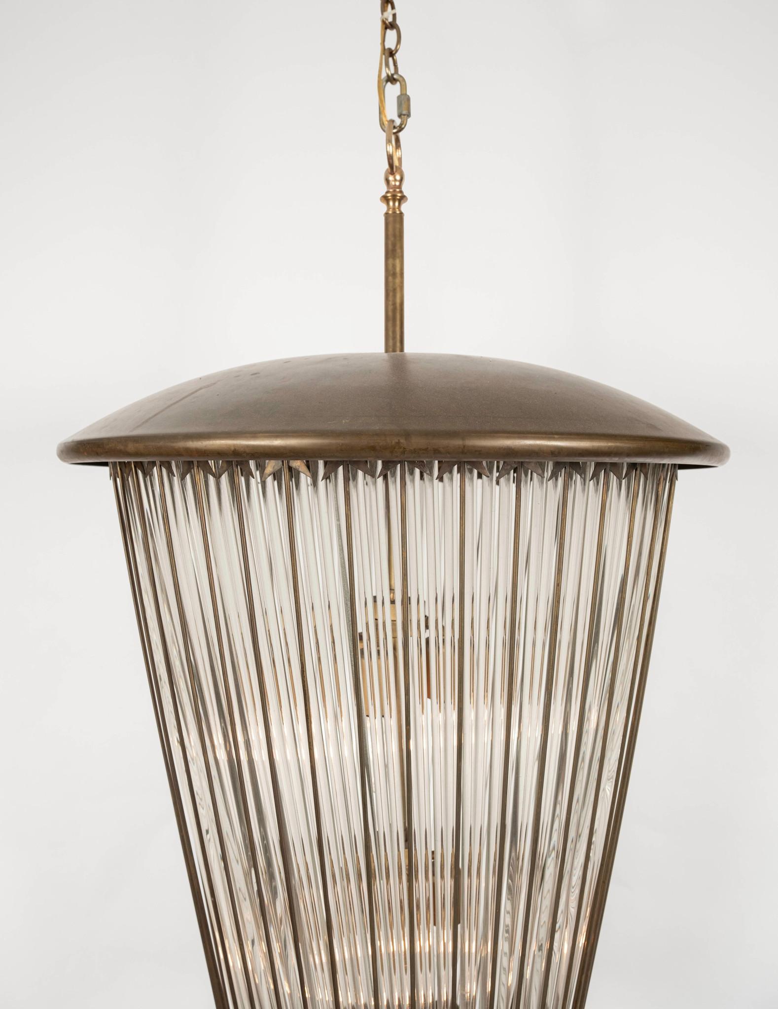Italienische Messingglaslaterne im Directoire-Revival-Stil von Venini im Zustand „Gut“ im Angebot in Houston, TX