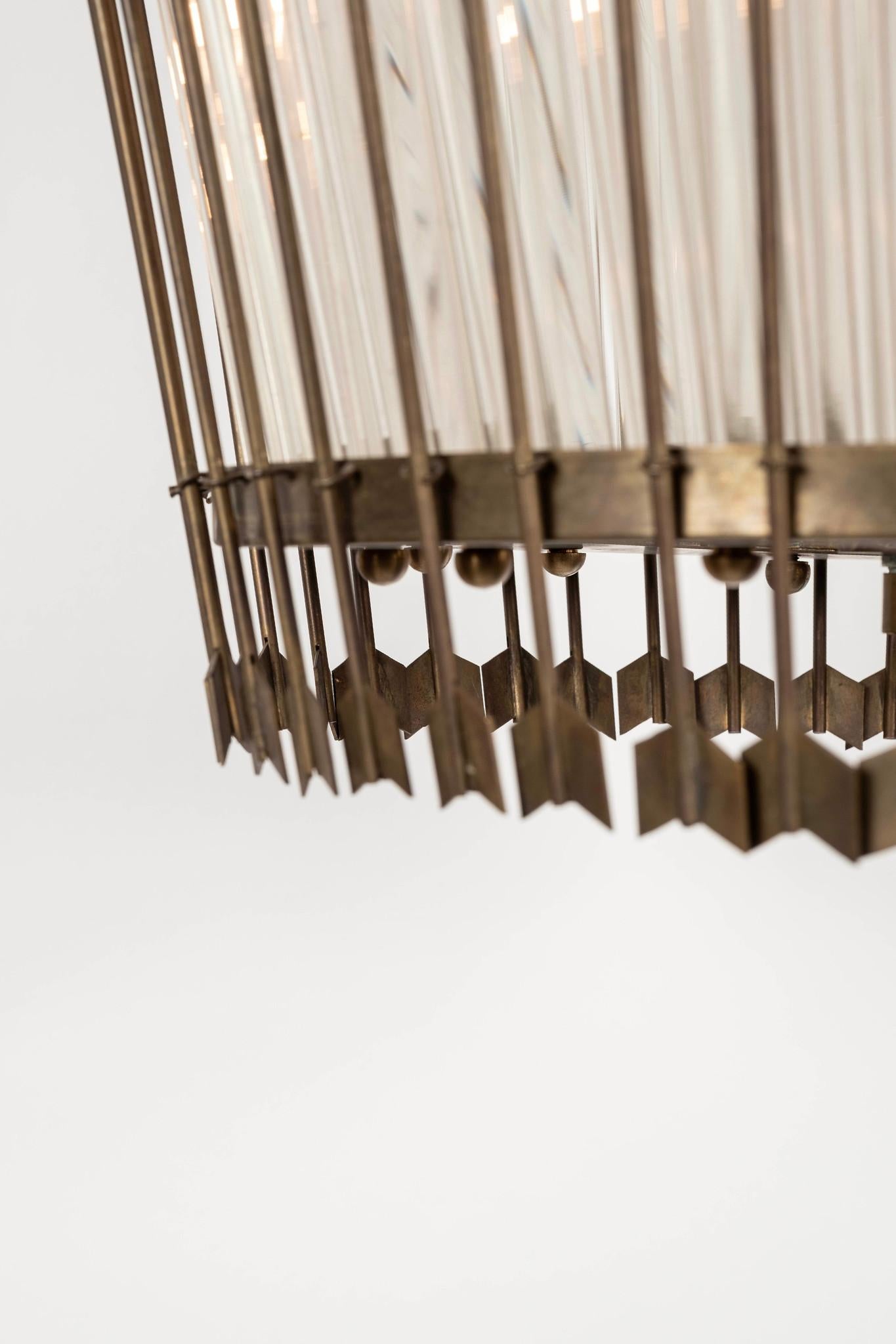 Italienische Messingglaslaterne im Directoire-Revival-Stil von Venini im Angebot 2