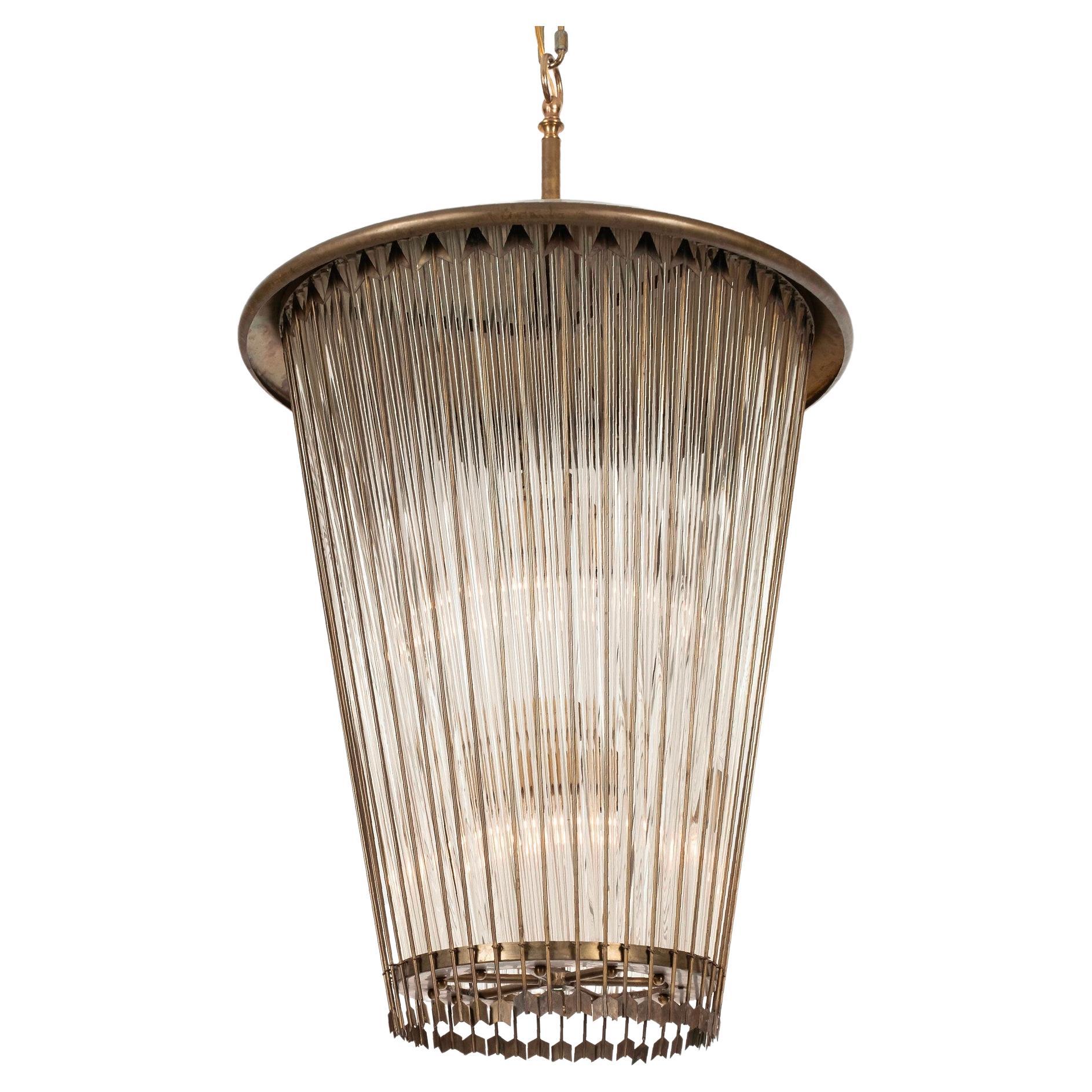 Italienische Messingglaslaterne im Directoire-Revival-Stil von Venini im Angebot