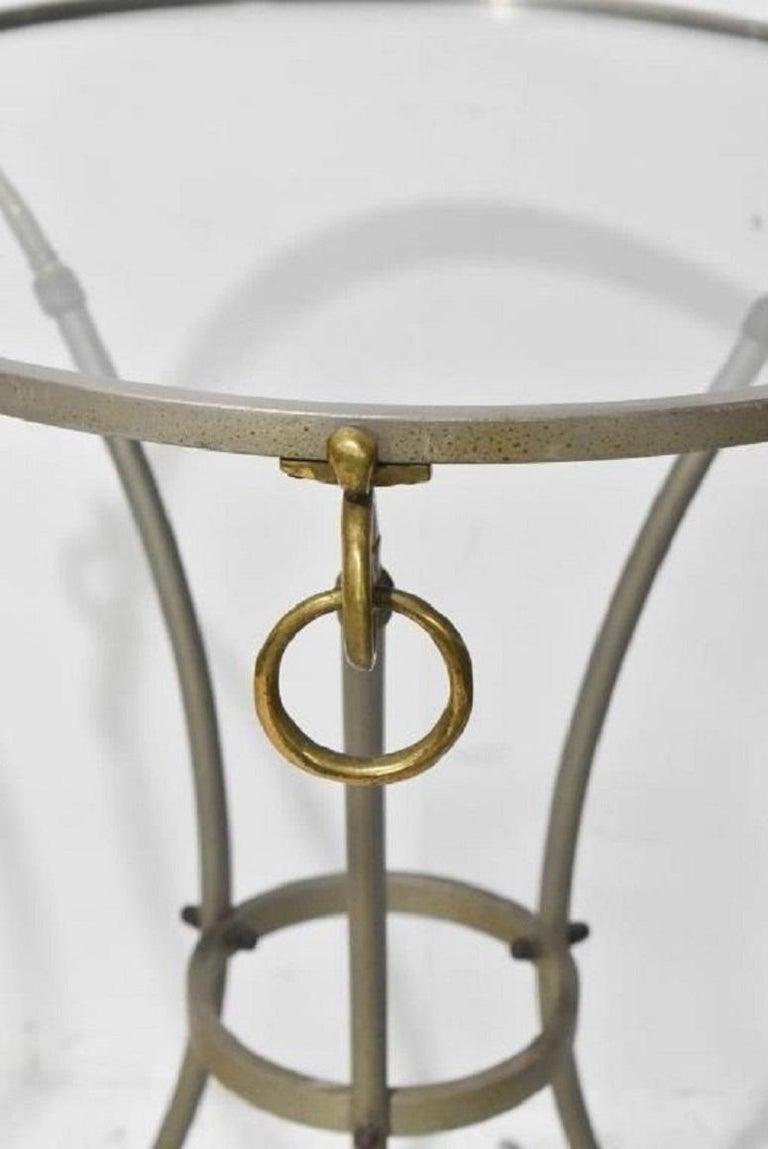 Brass Italian Directoire Style Pair of Side Tables with Rams' Heads and Hoof Feet For Sale