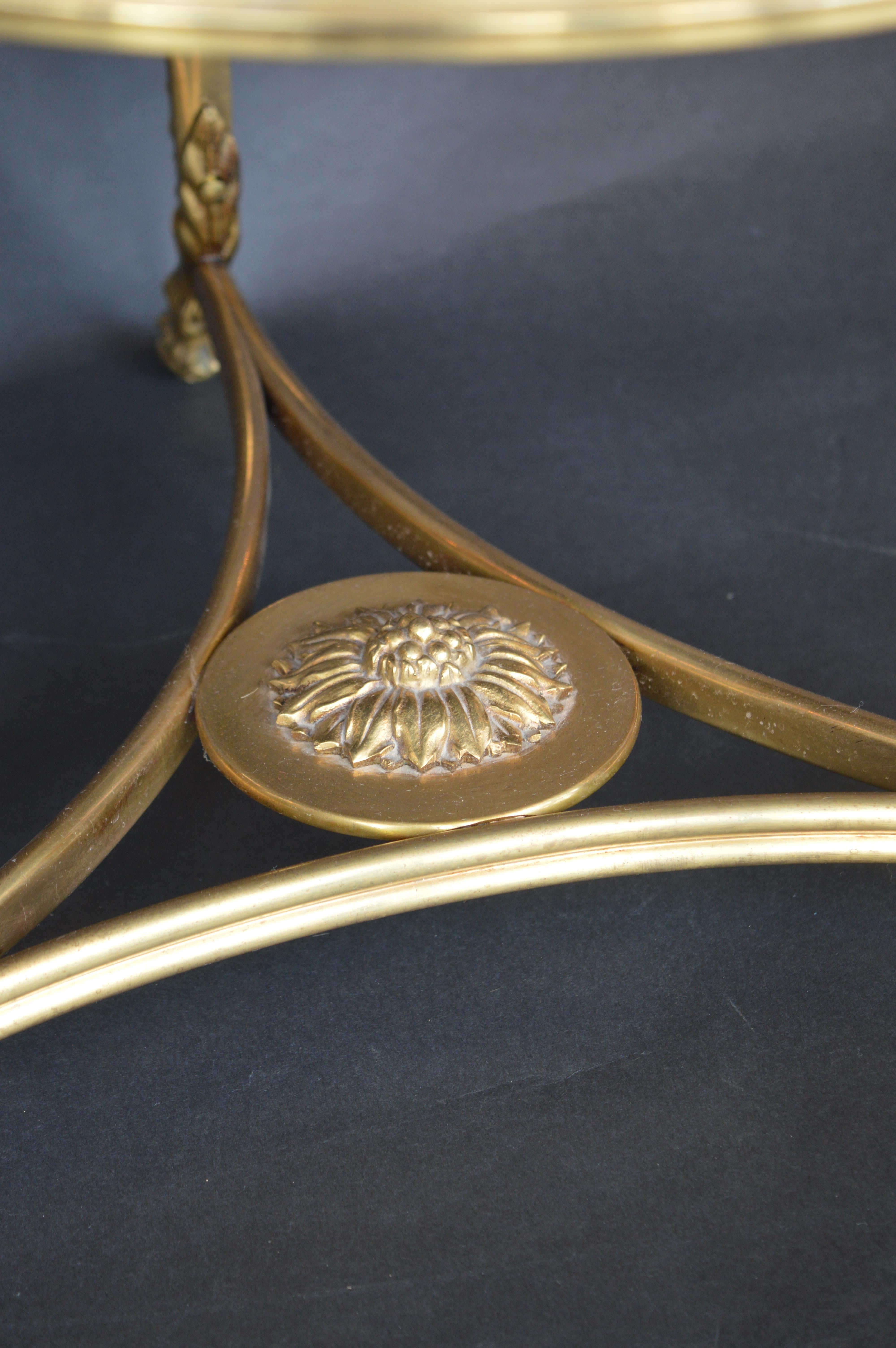 20th Century Italian Directorie Style Gilt Bronze Gueridon Table with Marble Top