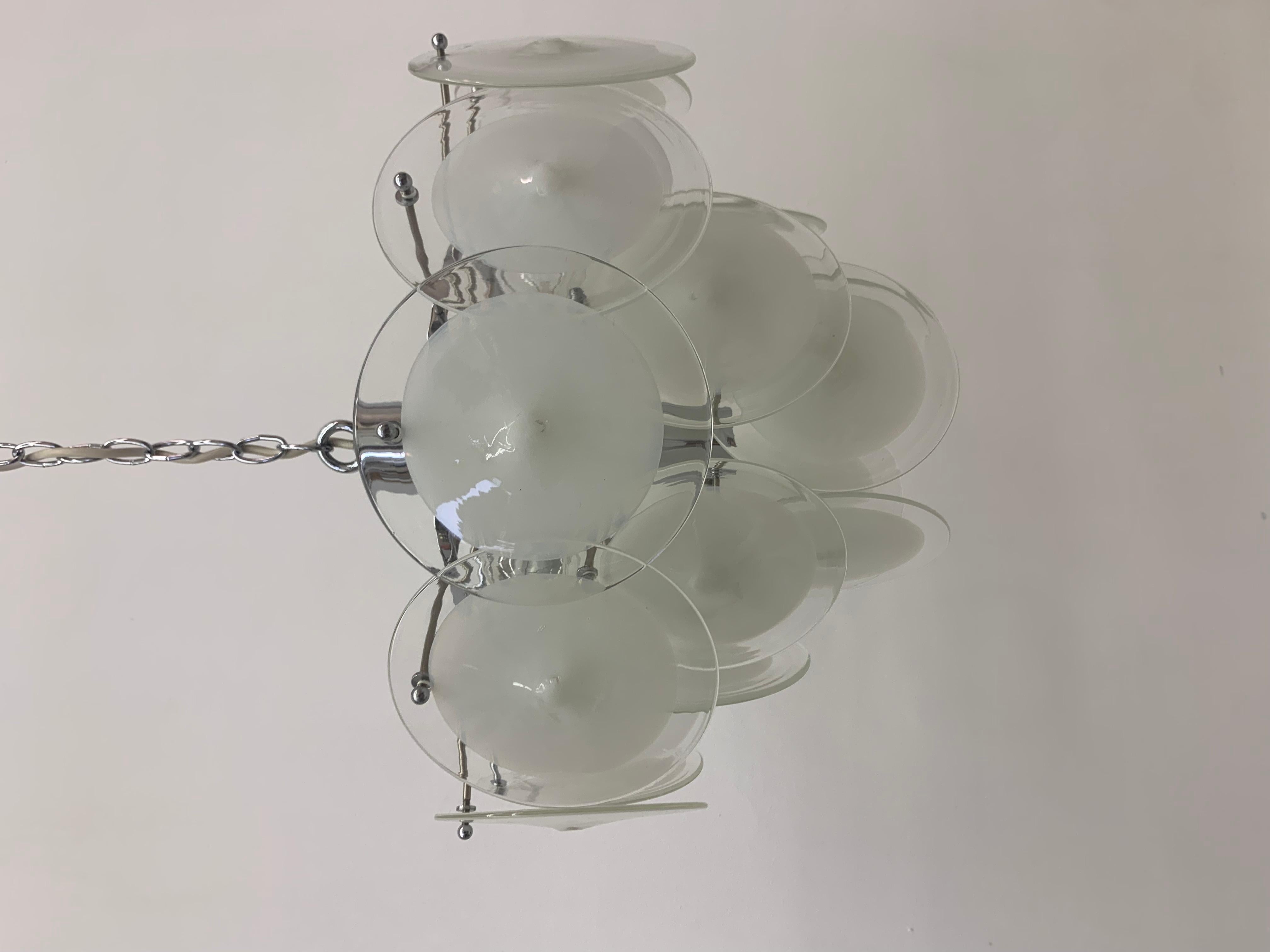 Italian Disc Chandelier by Vistosi Murano Glass, Italy, 1970s For Sale 10
