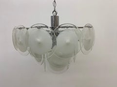 Italian Disc Chandelier by Vistosi Murano Glass, Italy, 1970s
