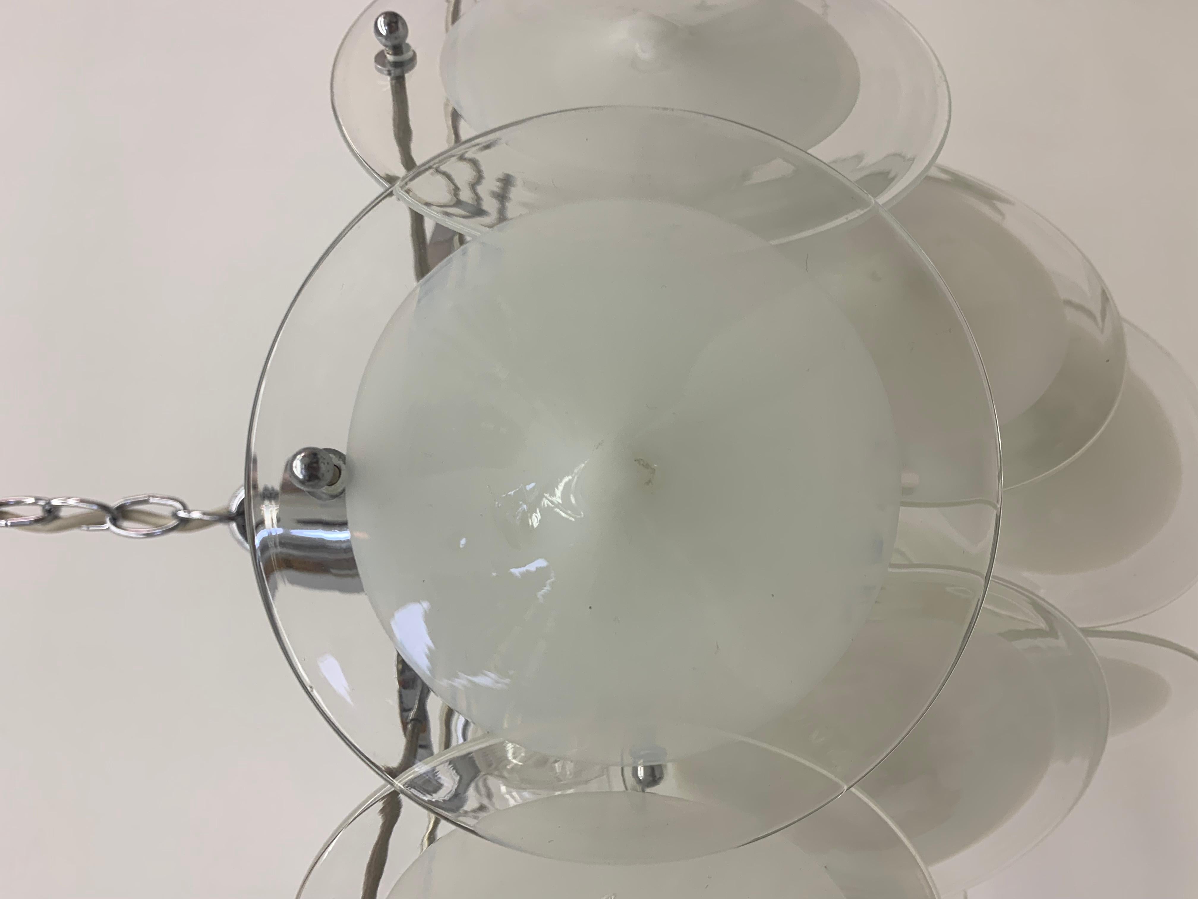 Italian Disc Chandelier by Vistosi Murano Glass, Italy, 1970s For Sale 15