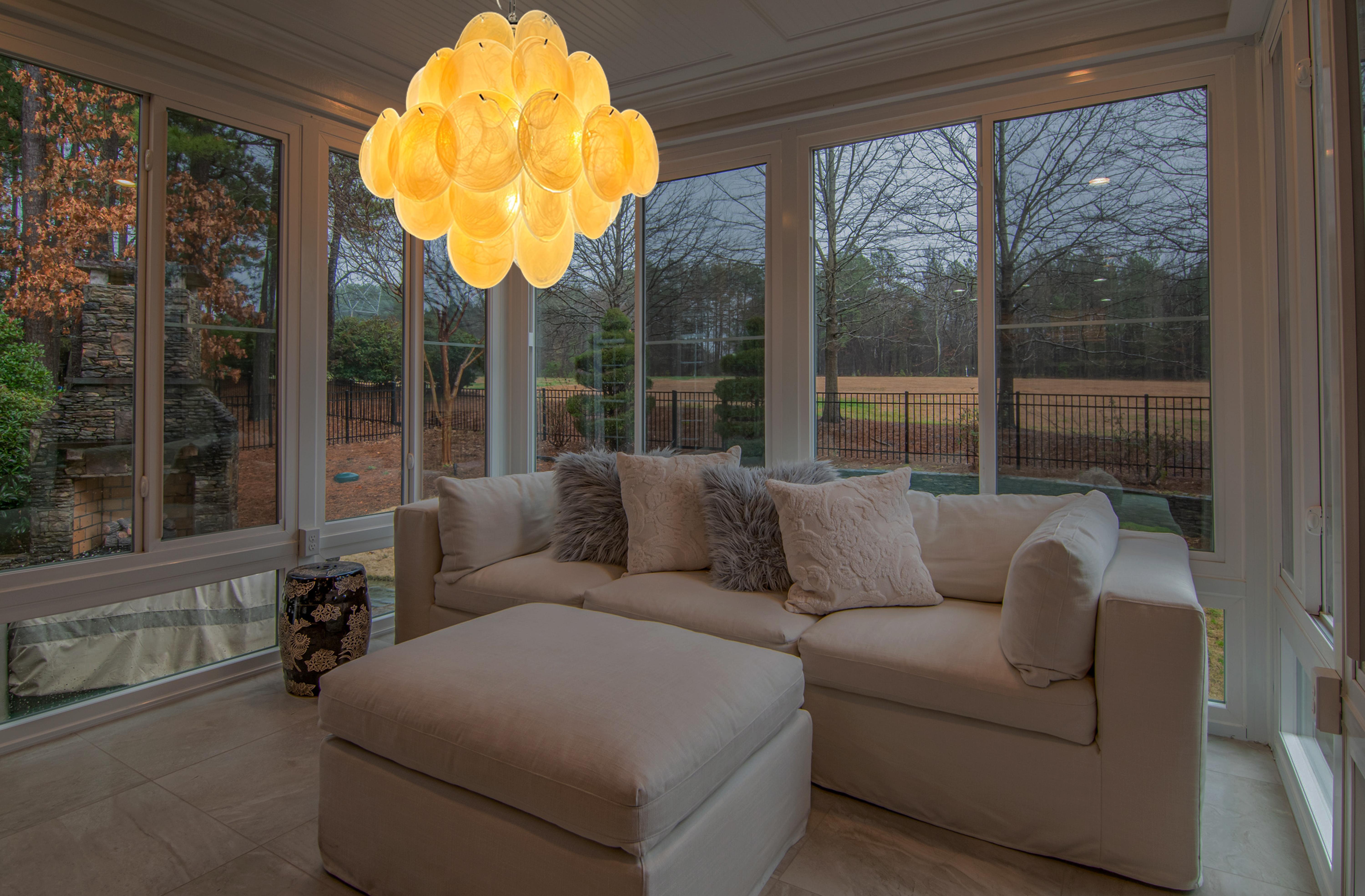 Italienischer Murano-Kronleuchter mit Scheibe im Angebot 5