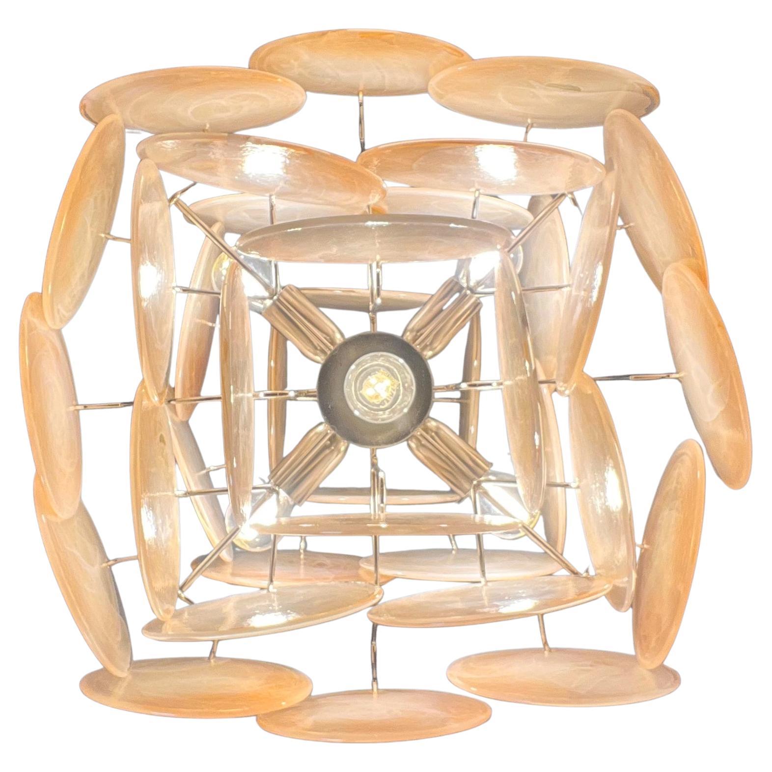 Italienischer Murano-Kronleuchter mit Scheibe (Glaskunst) im Angebot