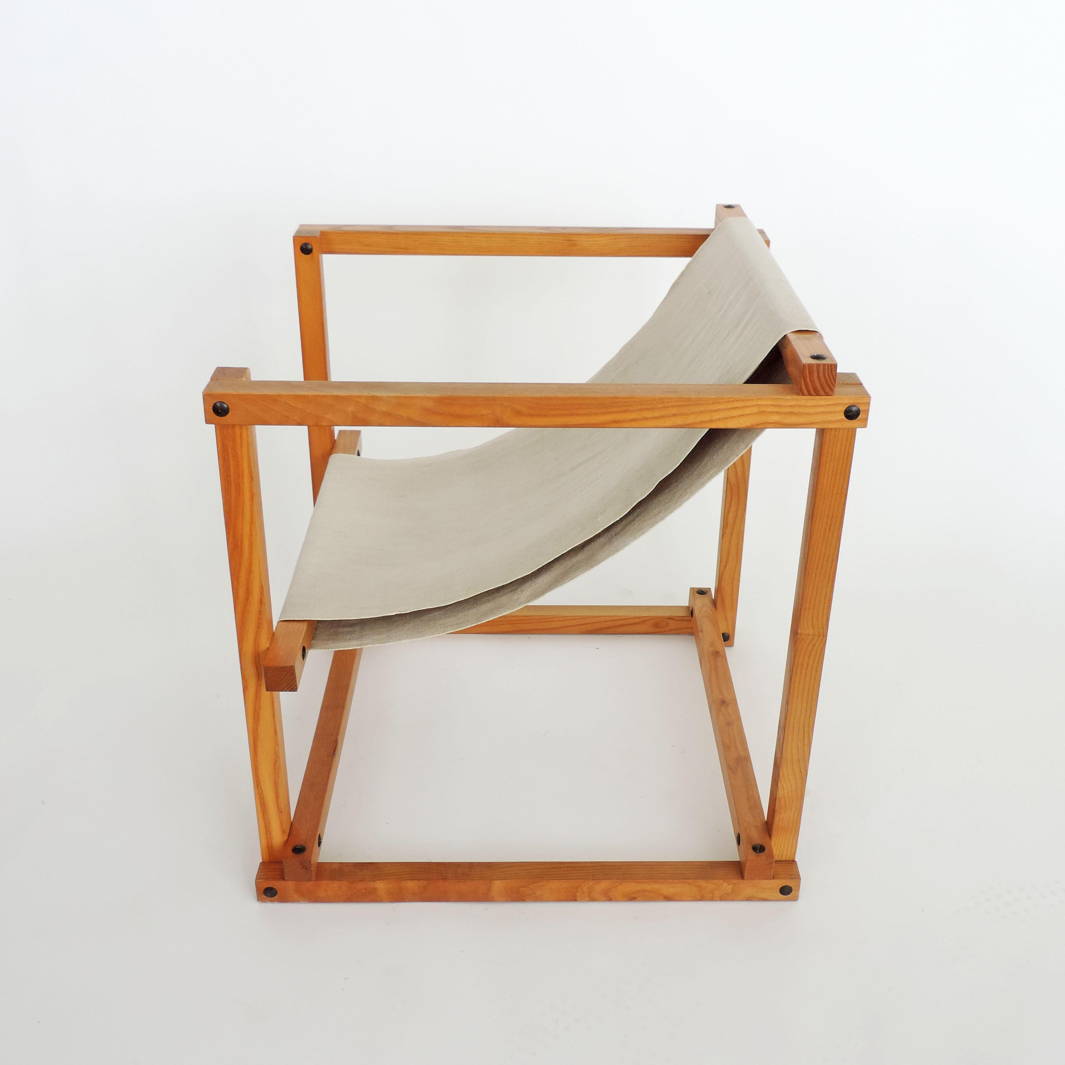 Pino Pedano Italian Dismountable 1970s Wood Armchair In Good Condition For Sale In Milan, IT