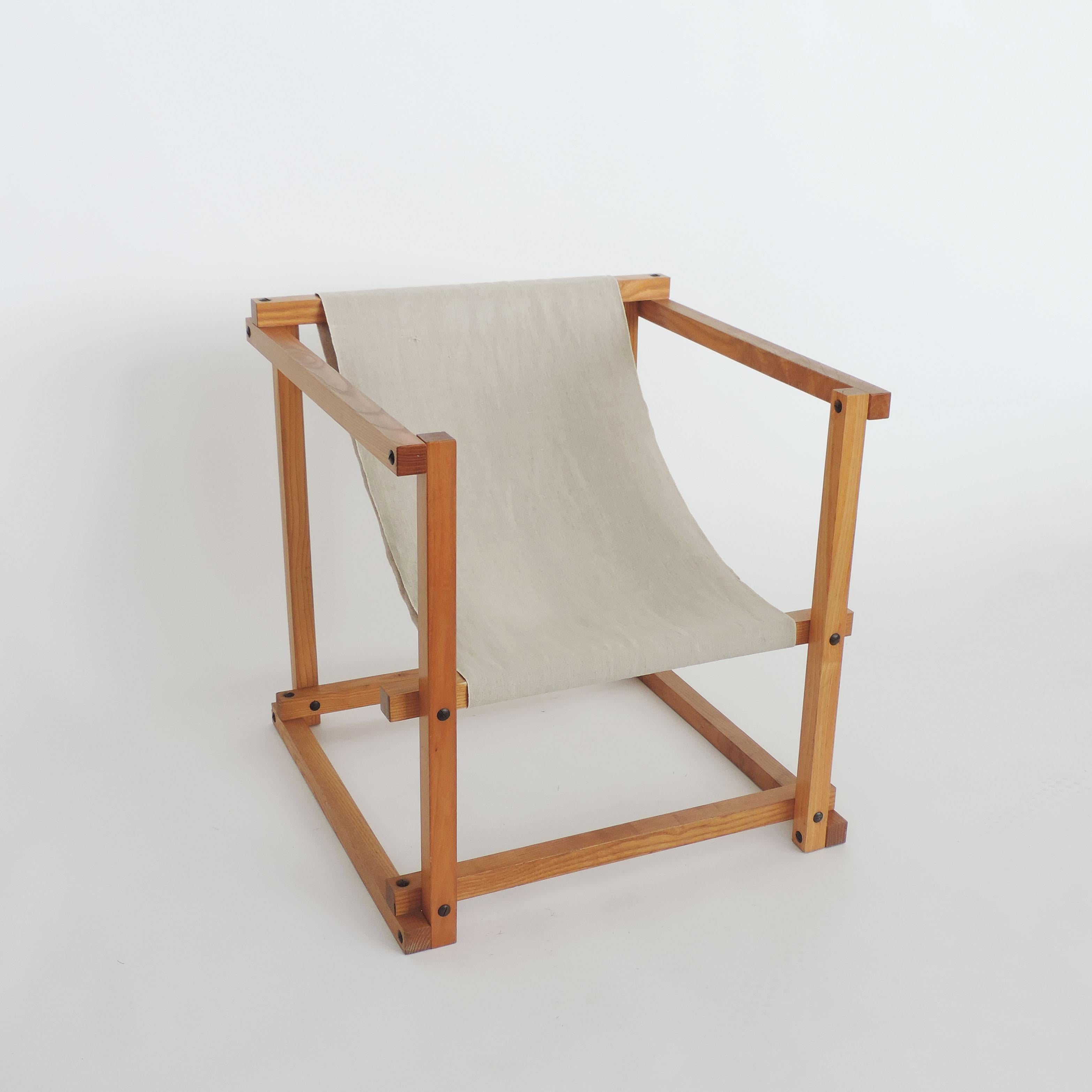 Fabric Pino Pedano Italian Dismountable 1970s Wood Armchair For Sale
