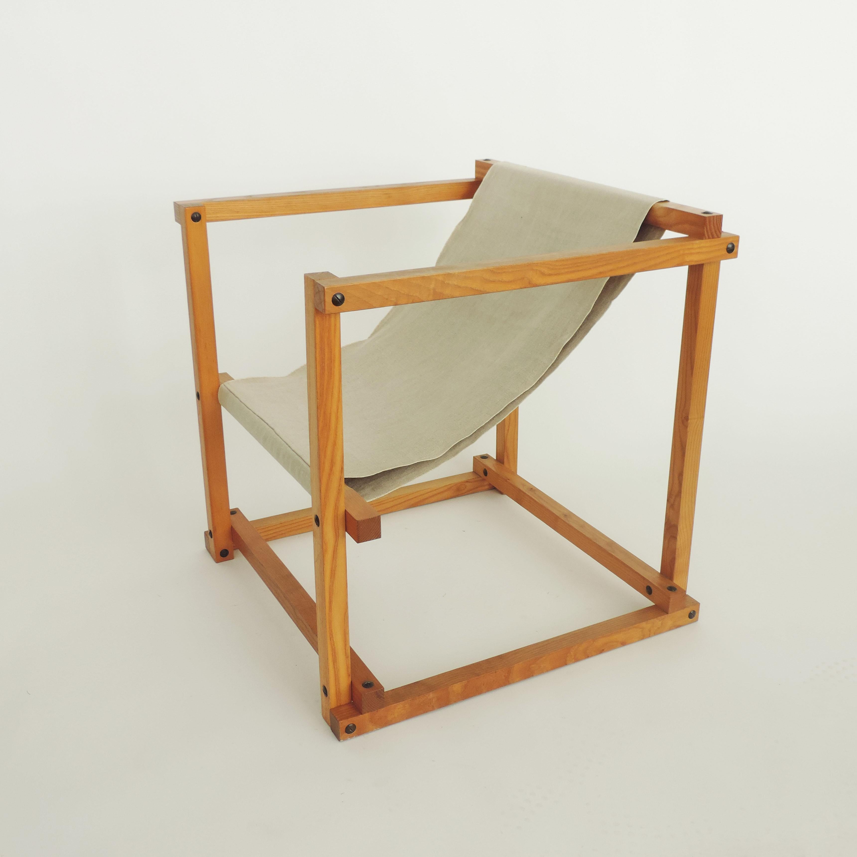 Pino Pedano Italian Dismountable 1970s Wood Armchair For Sale 3