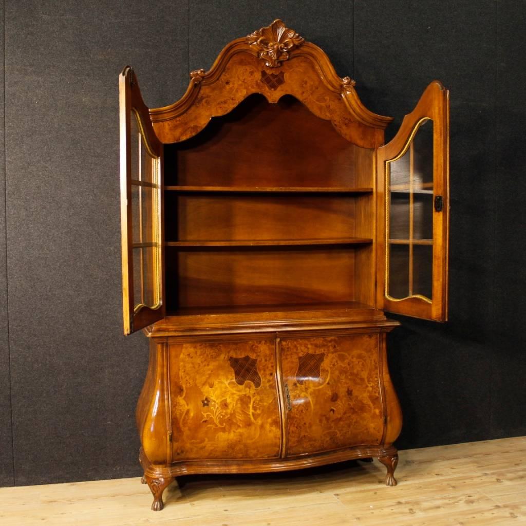 Mid-20th Century Italian Display Cabinet in Inlaid Wood from 20th Century