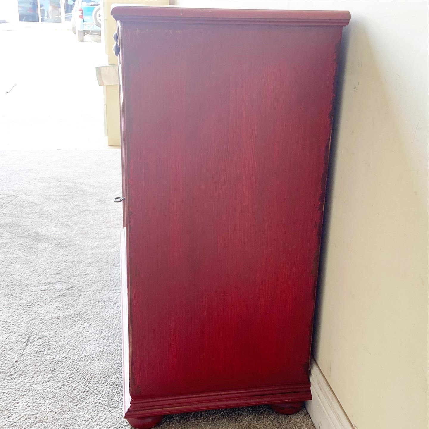 Wood Italian Distressed Red Sideboard by Buying & Design