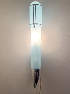 Italian D.I.W. “Pen” Wall Lamp in Aqua Opaline Glass, 1960s