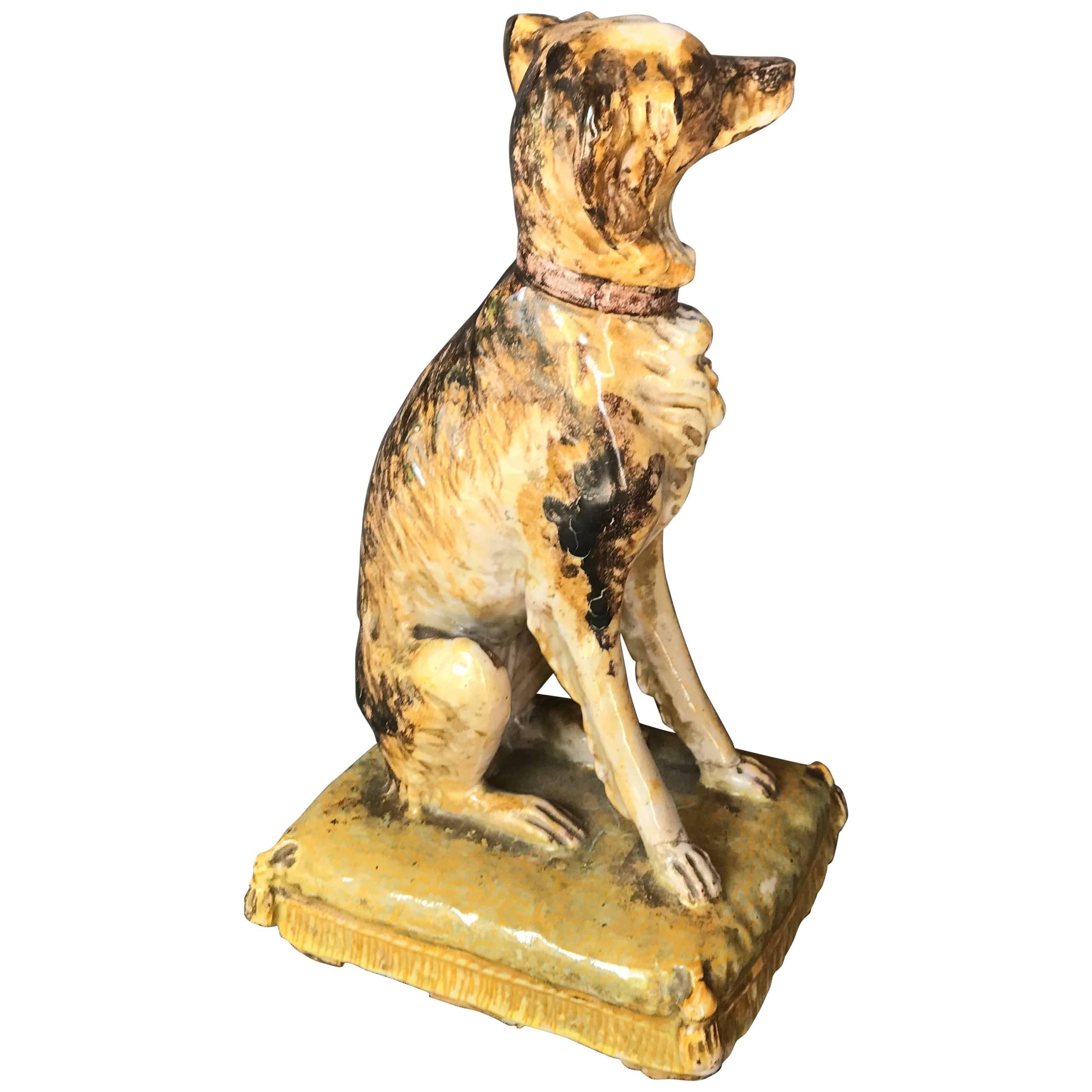 Glazed Italian Dog Sculpture For Sale
