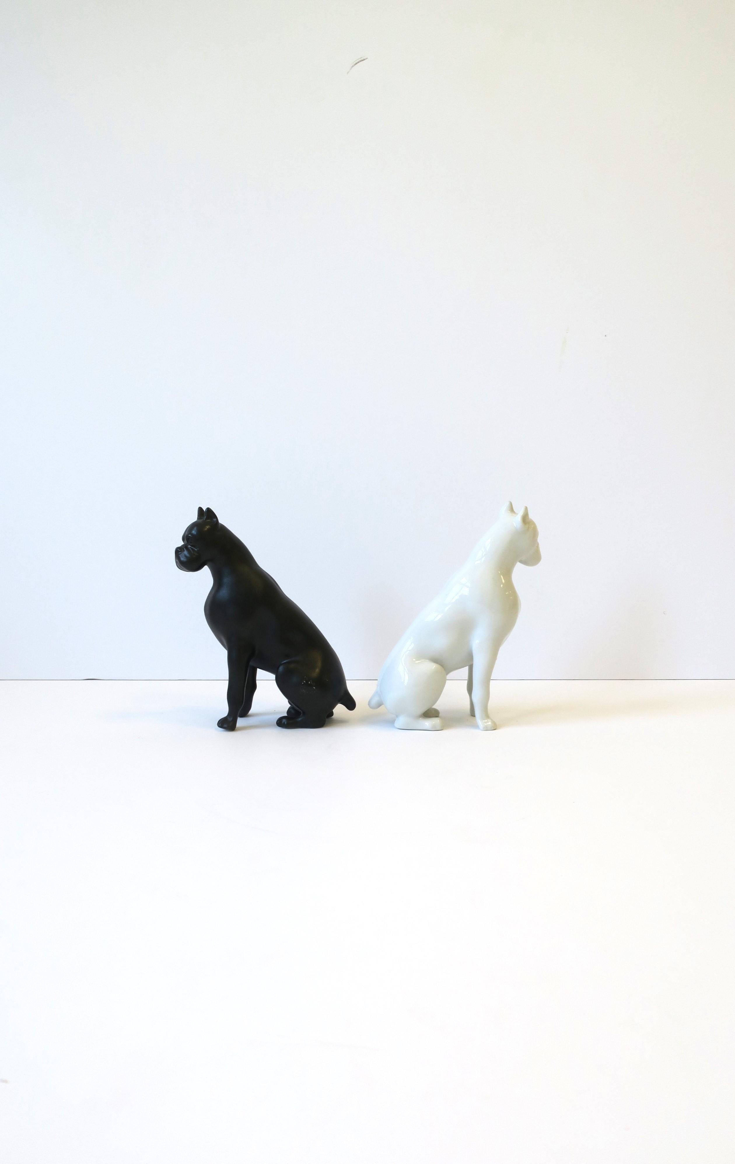 Italian Dogs Black and White Porcelain by Royal Dux Bohemia, Pair In Good Condition For Sale In New York, NY