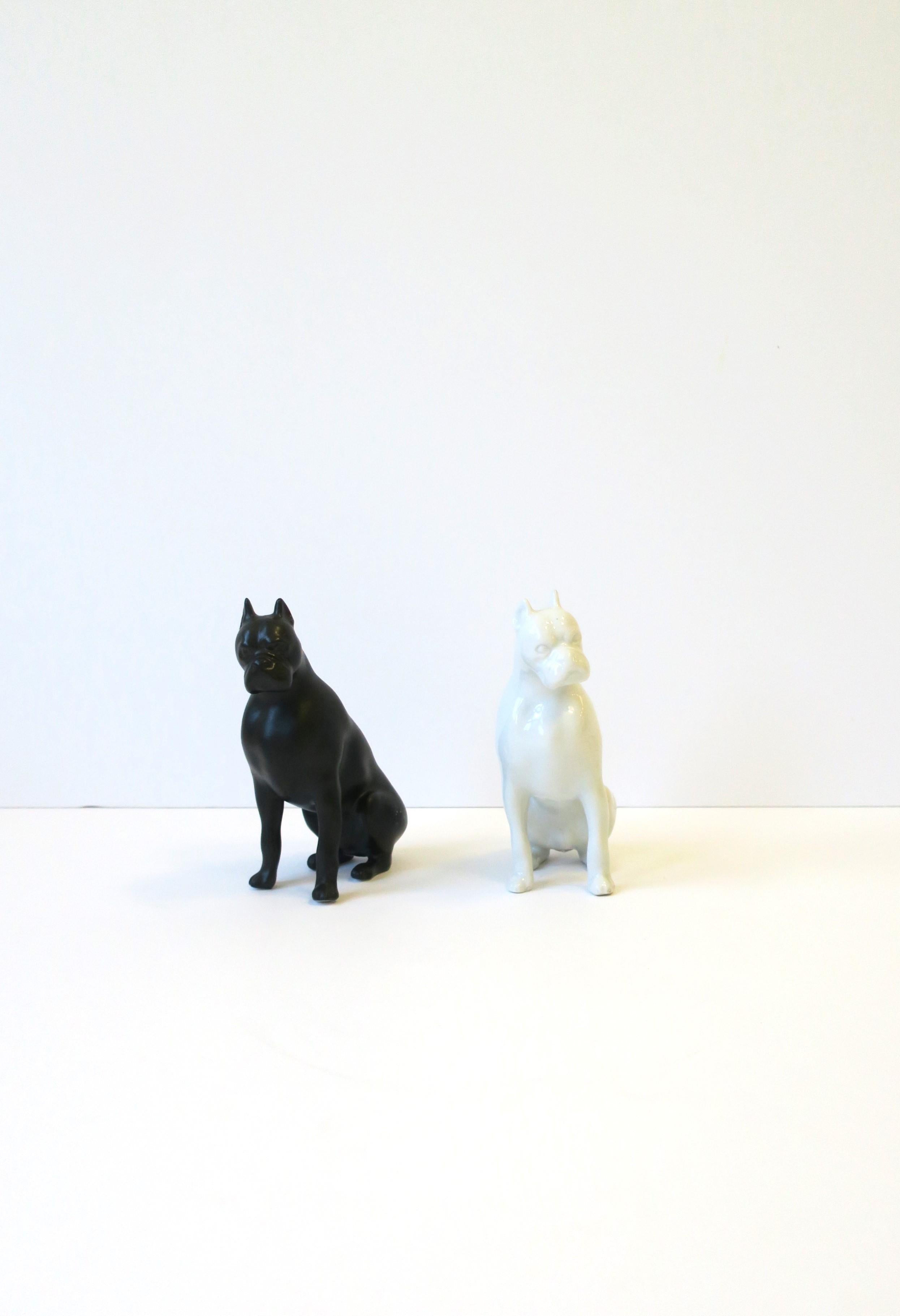 20th Century Italian Dogs Black and White Porcelain by Royal Dux Bohemia, Pair For Sale