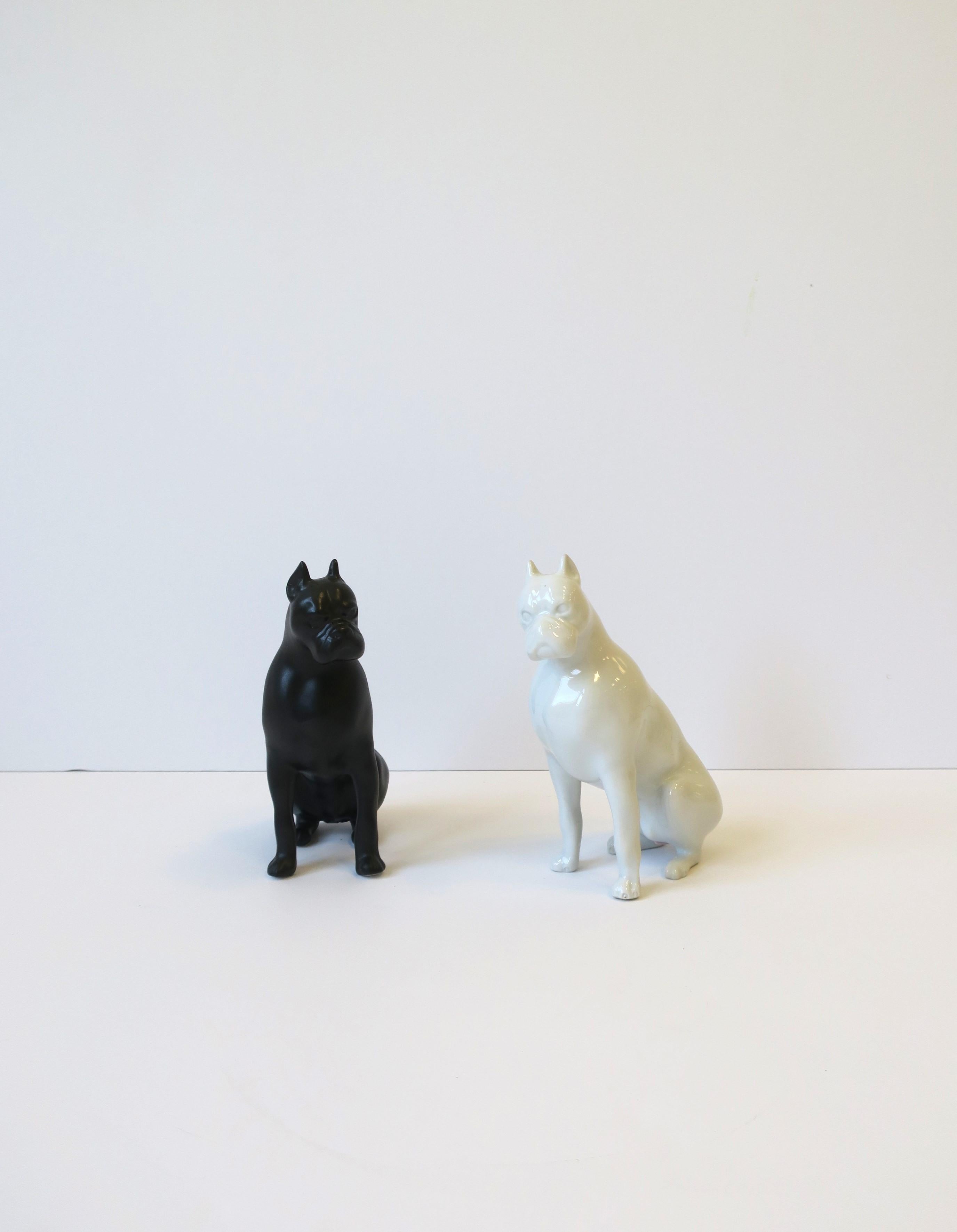 Italian Dogs Black and White Porcelain by Royal Dux Bohemia, Pair For Sale 1