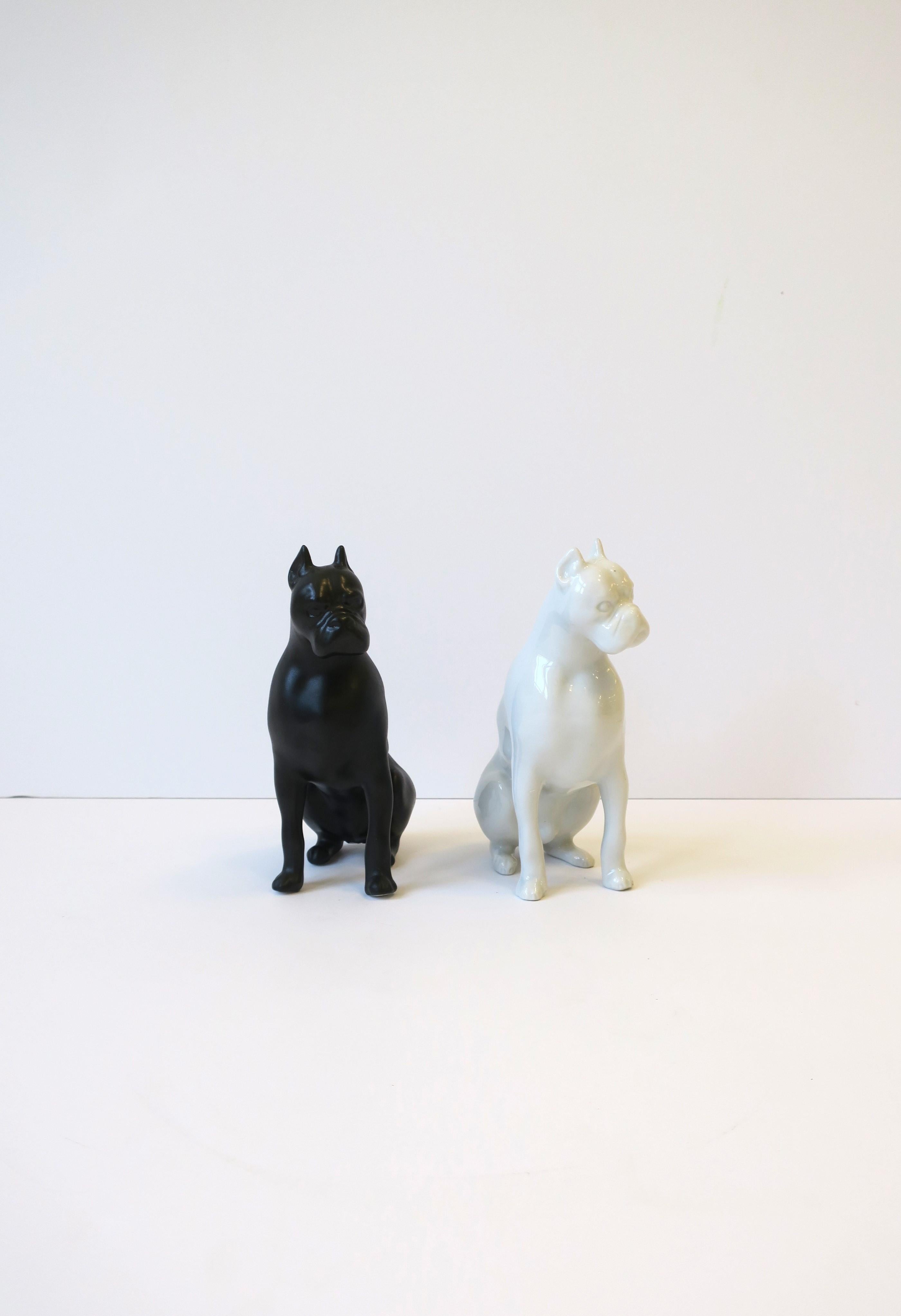 Italian Dogs Black and White Porcelain by Royal Dux Bohemia, Pair For Sale 2