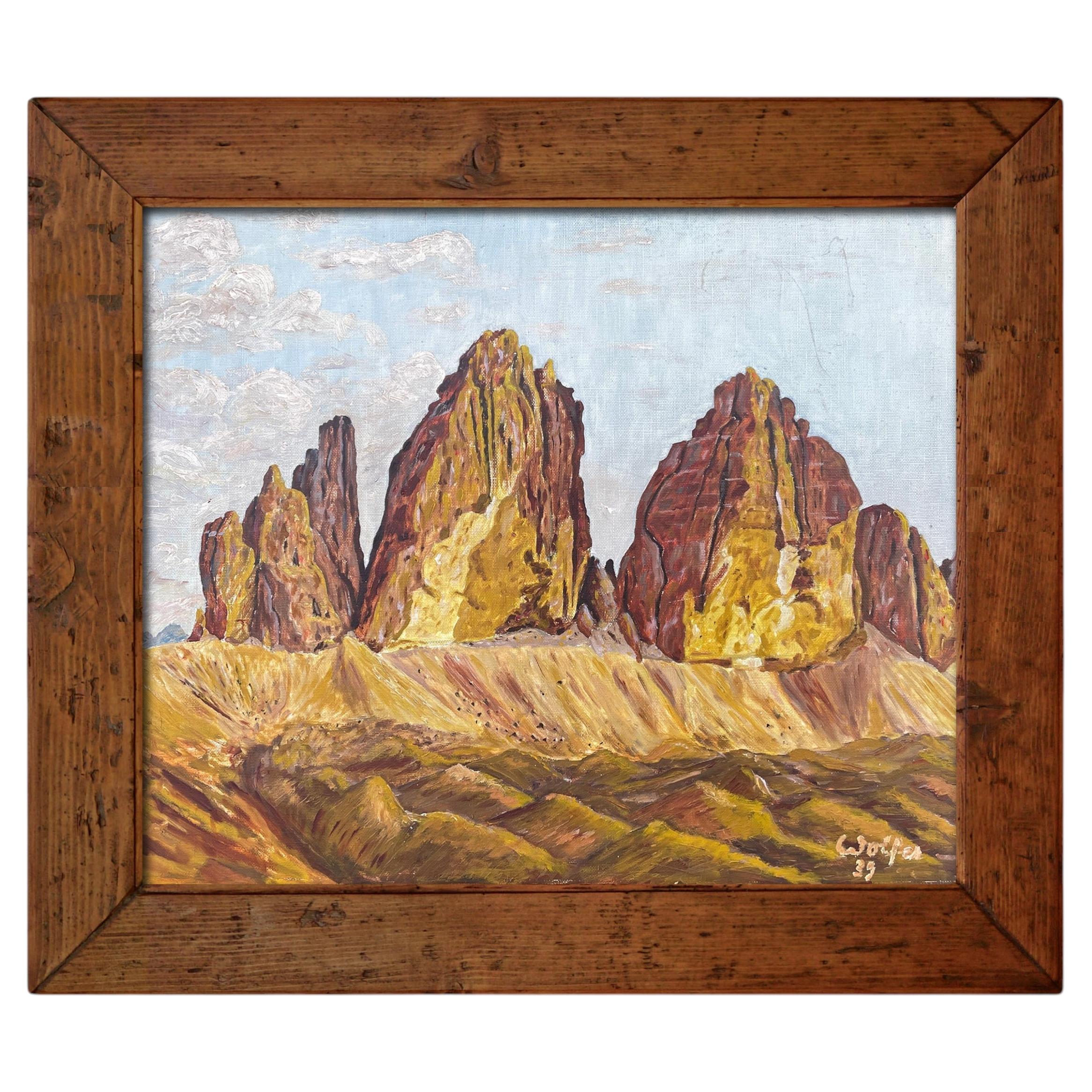 Italian Dolomite Painting Oil on Canvas For Sale