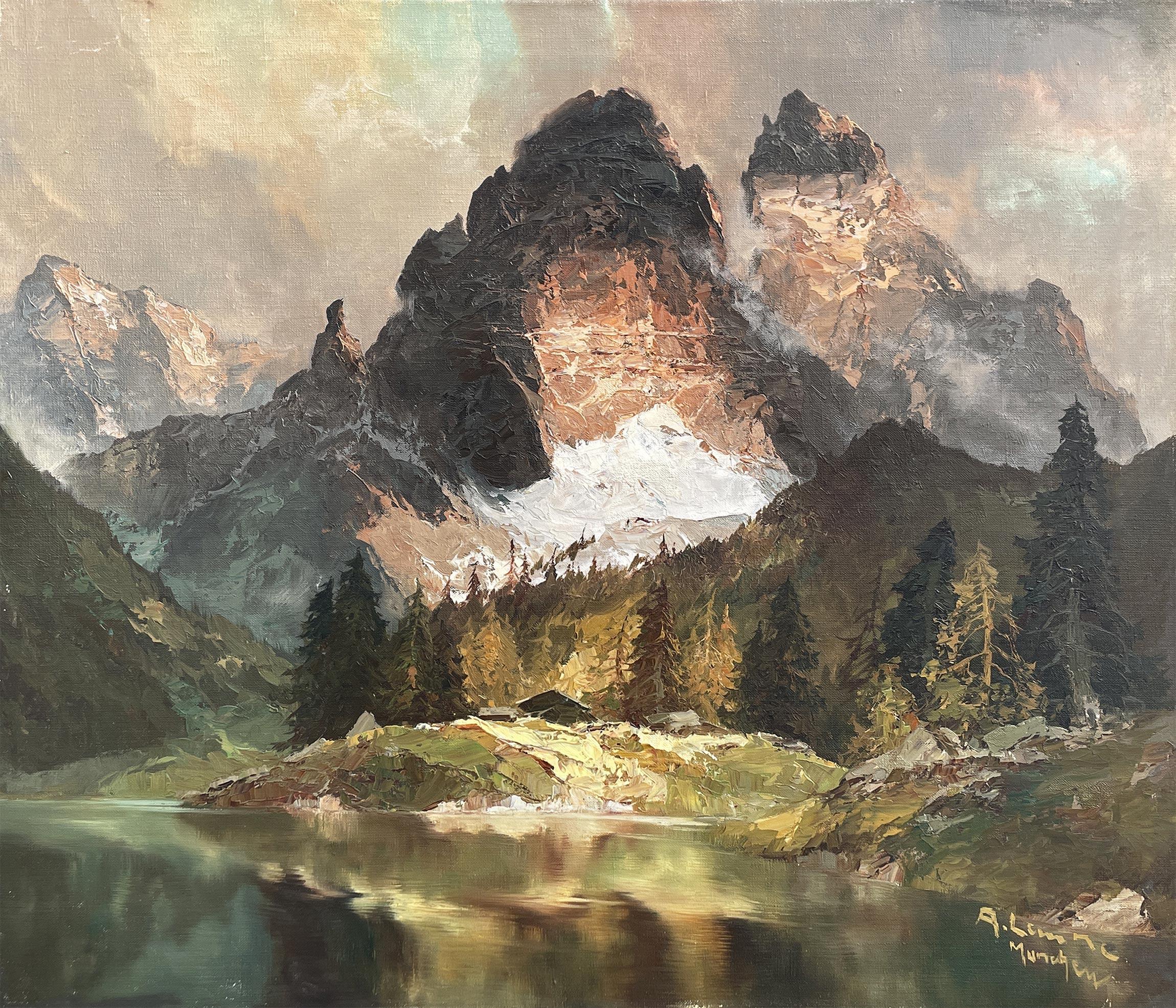 Italian Dolomites – Oil on Canvas by Arno Lemke - 1950 For Sale 10