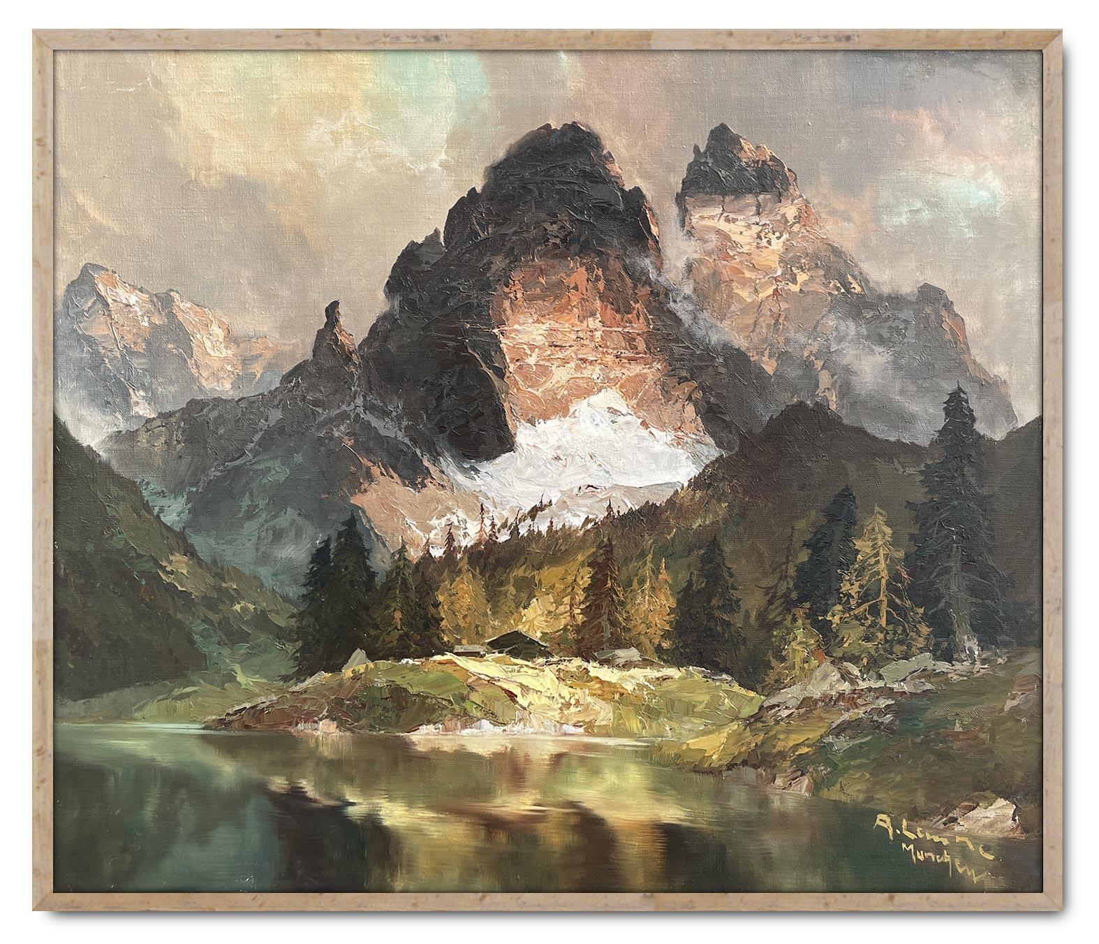 Italienische Dolomiten - Öl auf Leinwand von Arno Lemke - 1950 im Angebot 12