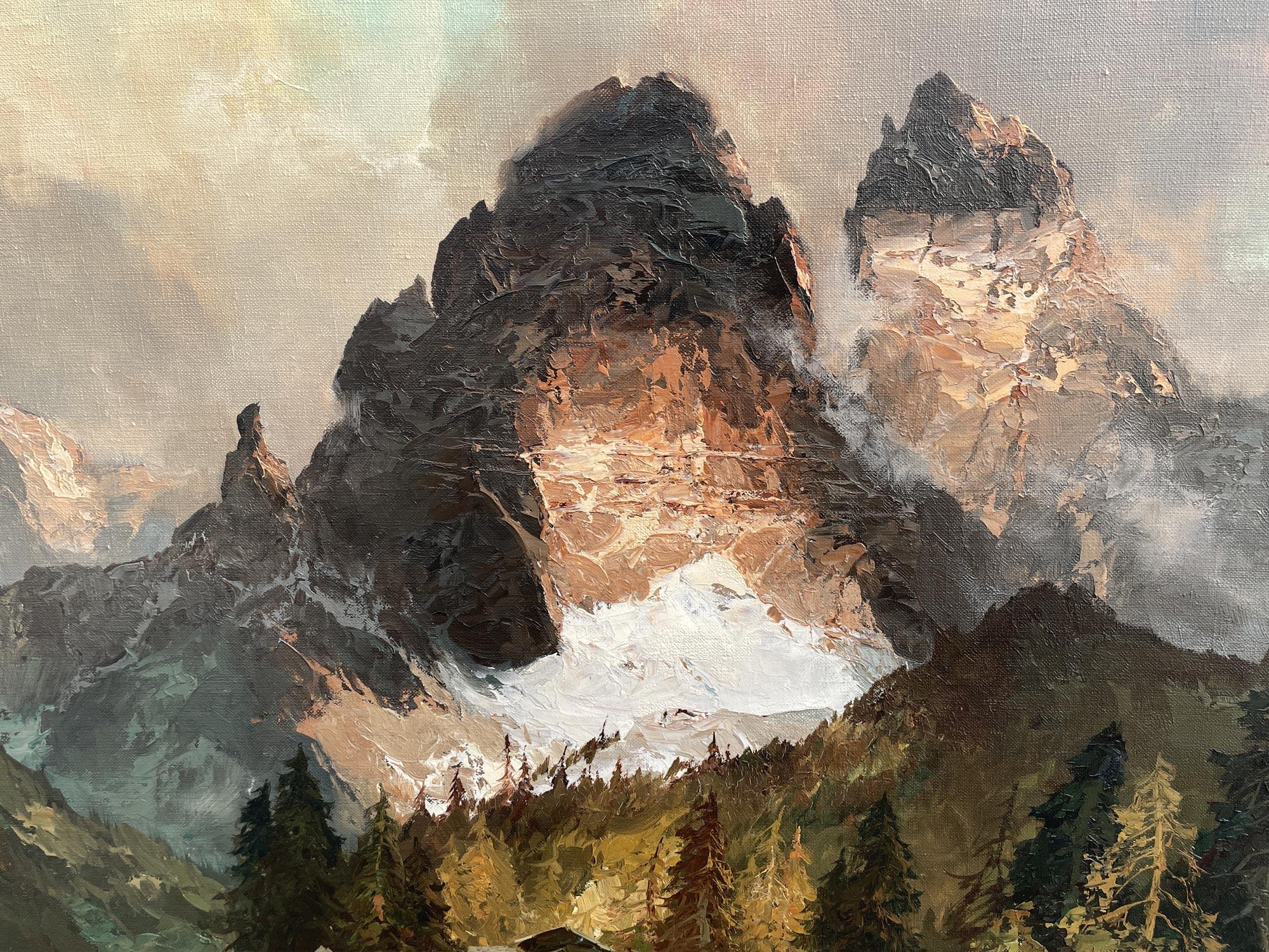 Mid-20th Century Italian Dolomites – Oil on Canvas by Arno Lemke - 1950 For Sale