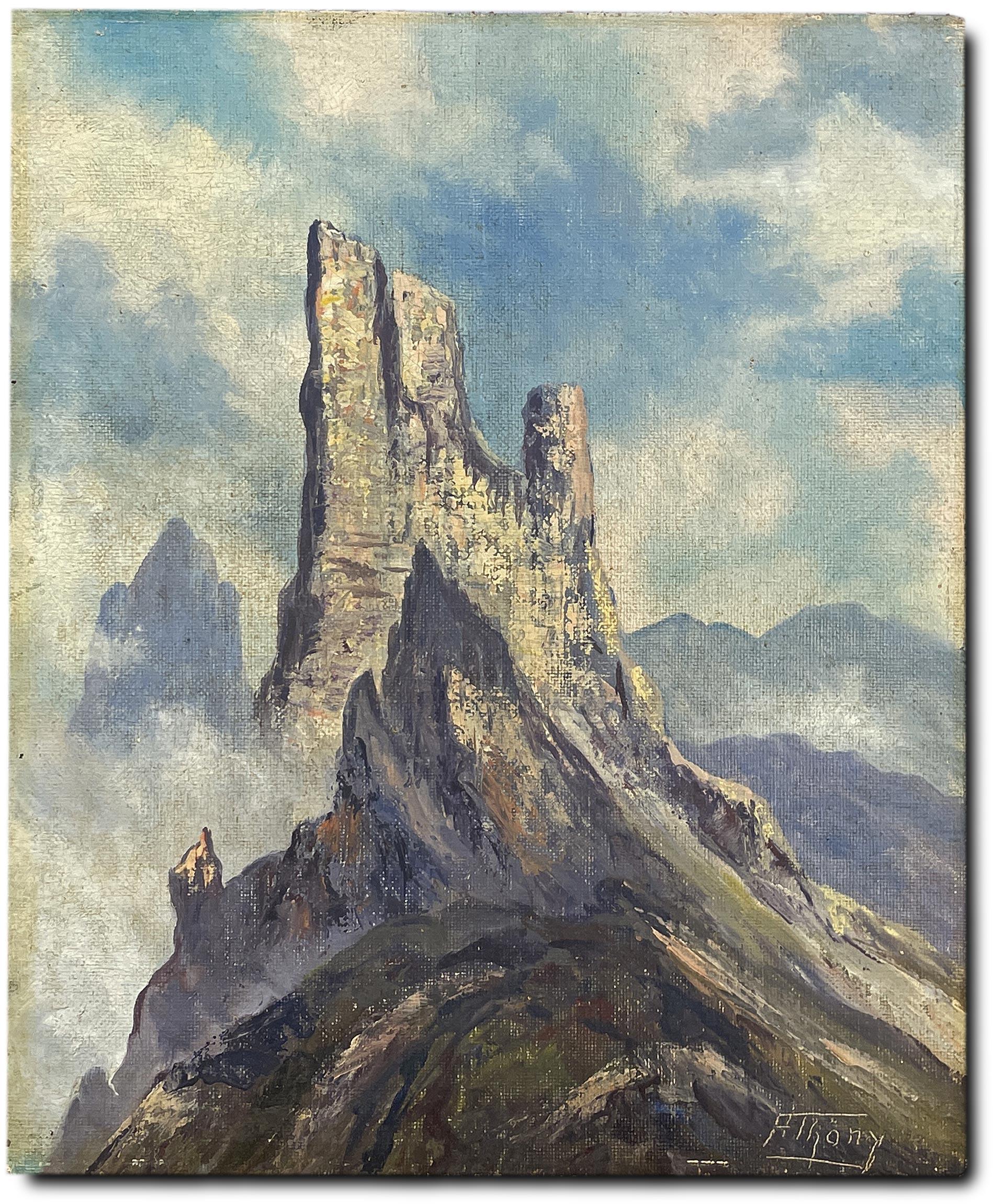 Huile sur toile italienne Dolomites en vente 3