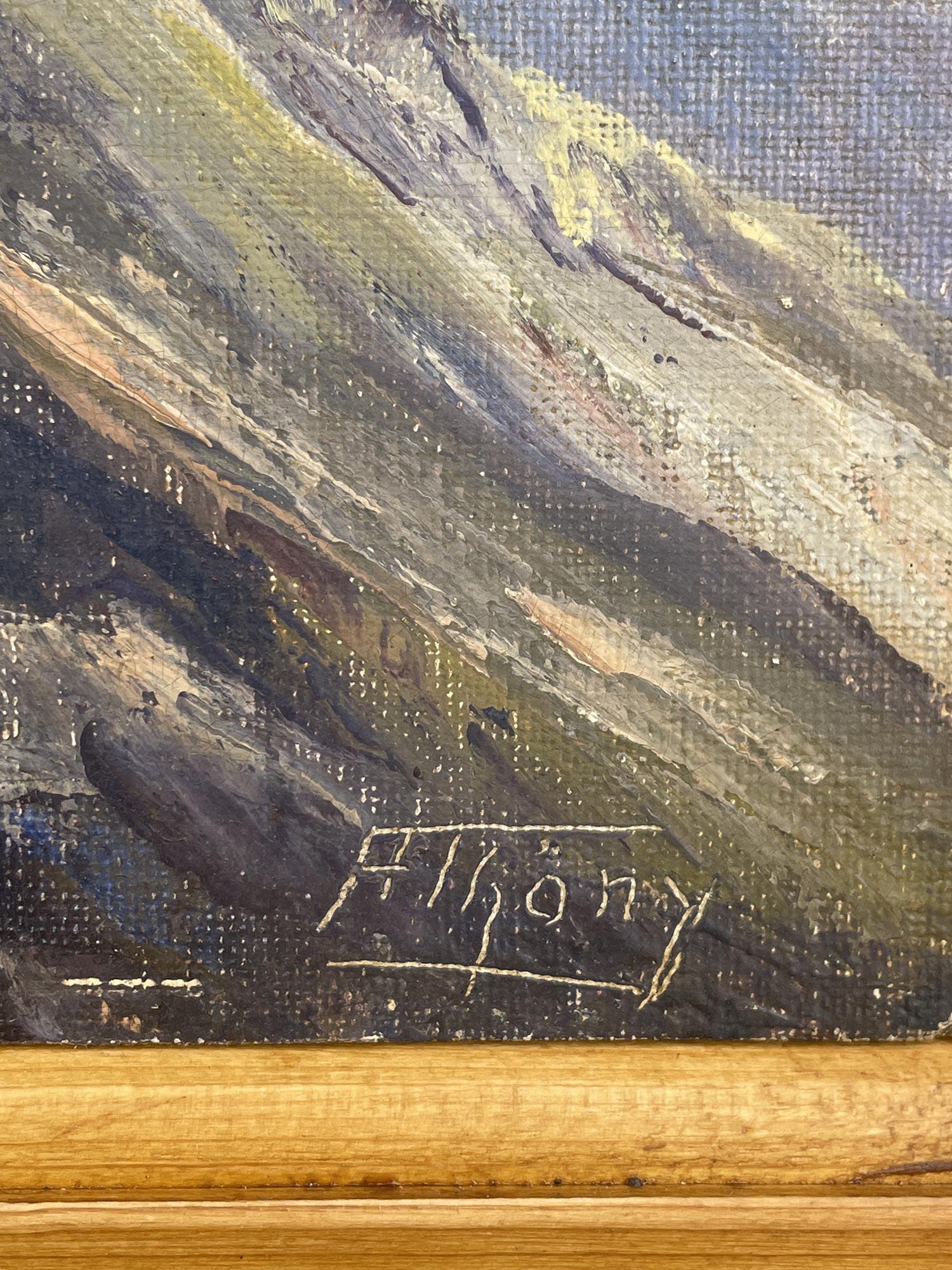 Huilé Huile sur toile italienne Dolomites en vente