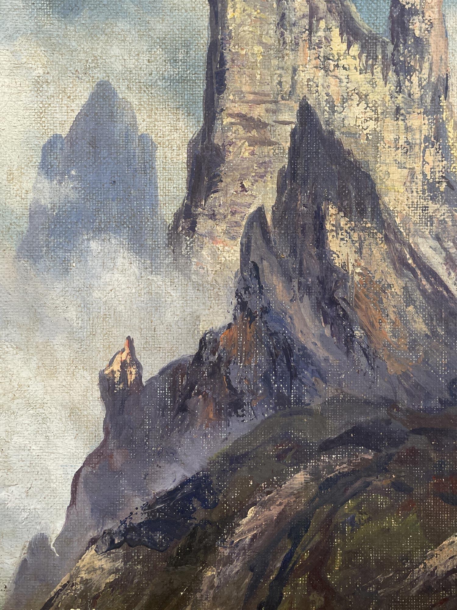 Début du 20ème siècle Huile sur toile italienne Dolomites en vente