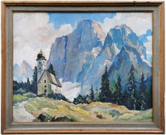 Italian Dolomites Painting, Monte Pelmo, Erardi R. 1948