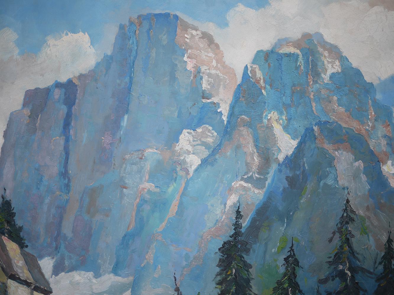 Italian Dolomites Painting, Monte Pelmo, Erardi R. 1948 1