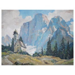 Italian Dolomites Painting, Monte Pelmo, Erardi R. 1948
