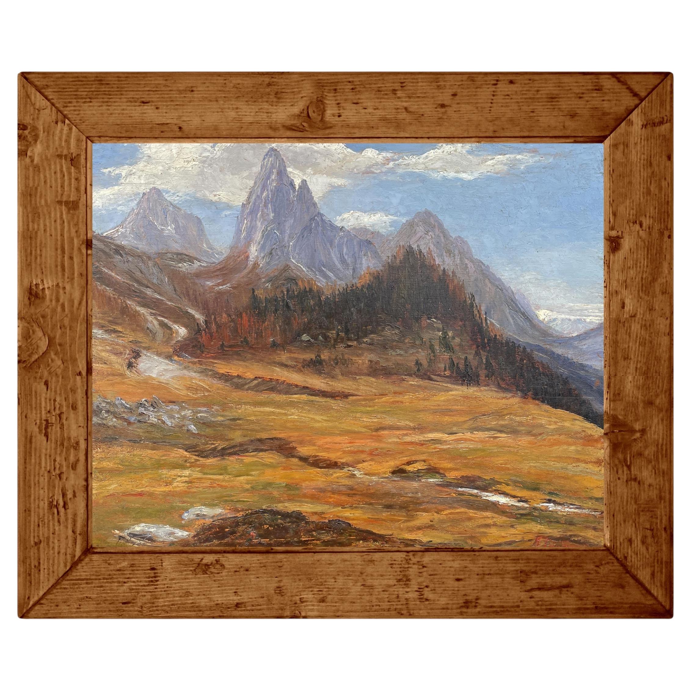Italian Dolomites Painting Oil on Canvas by Canciani M.