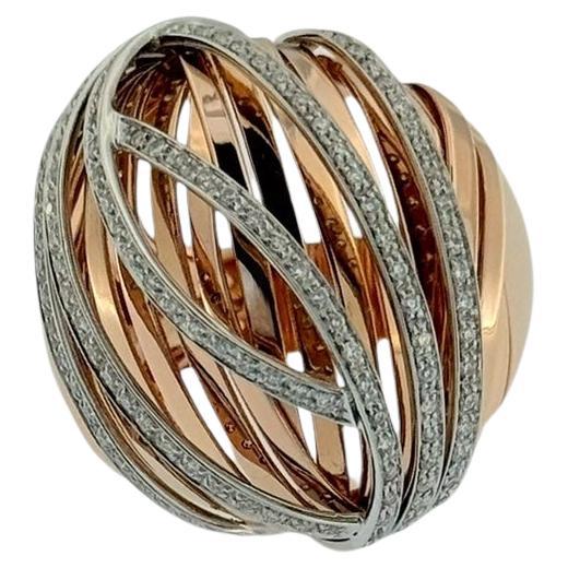 Italienischer Kuppelring Weiß- und Roségold mit Diamanten